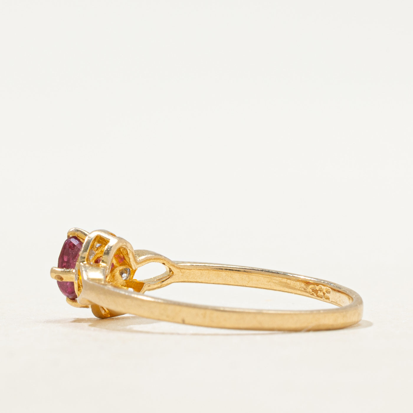 Ruby & Diamond Semi Halo Ring | SZ 5.5