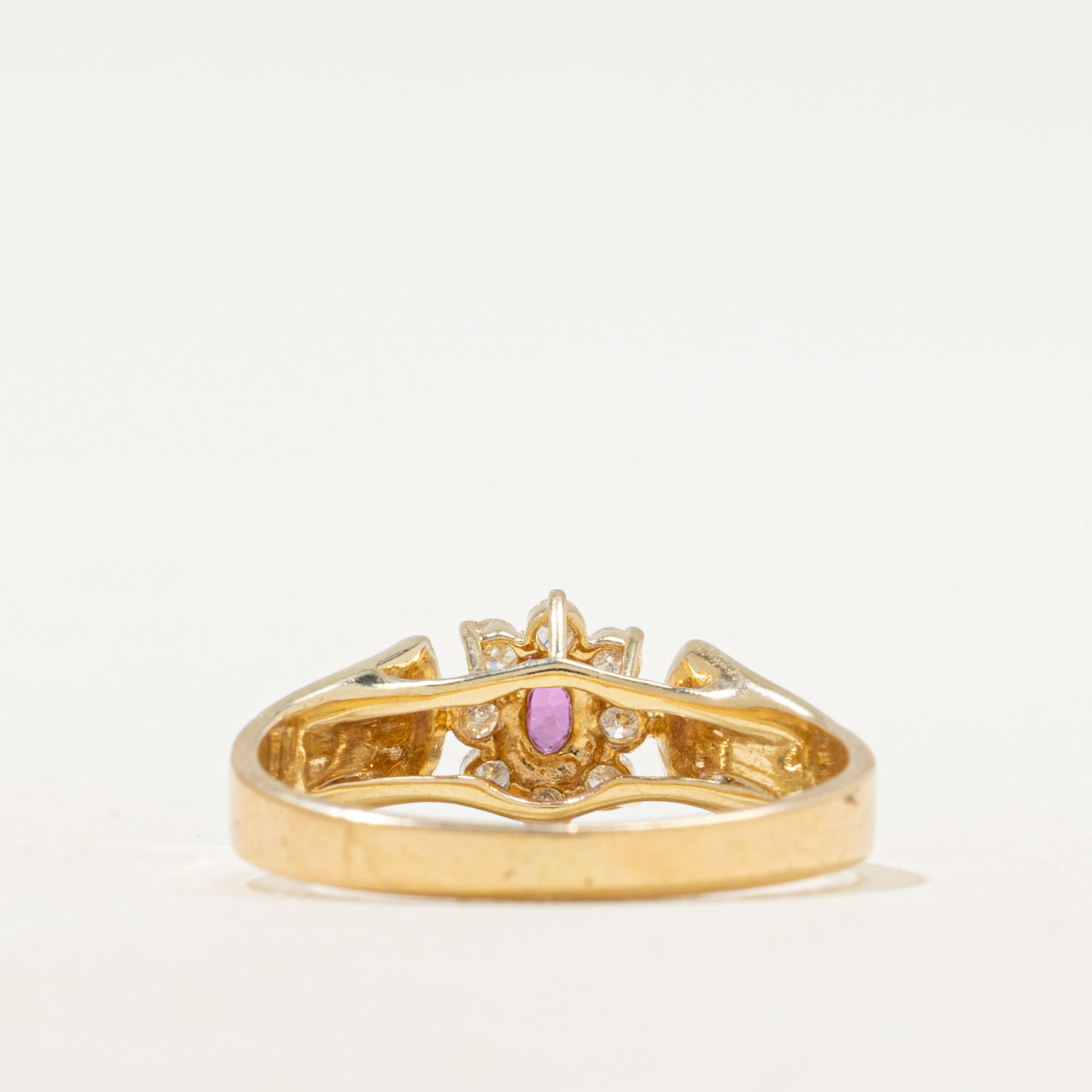 Ruby & Diamond Petal Halo Ring | SZ 7.5