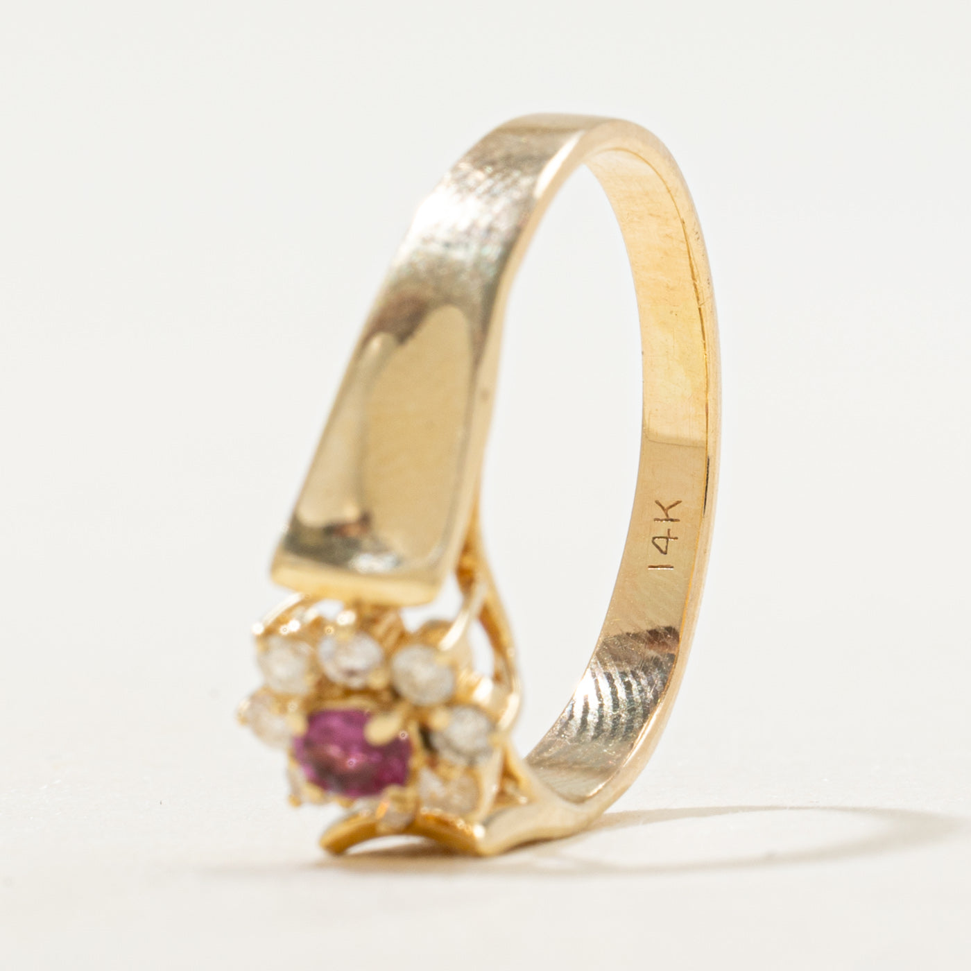 Ruby & Diamond Petal Halo Ring | SZ 7.5