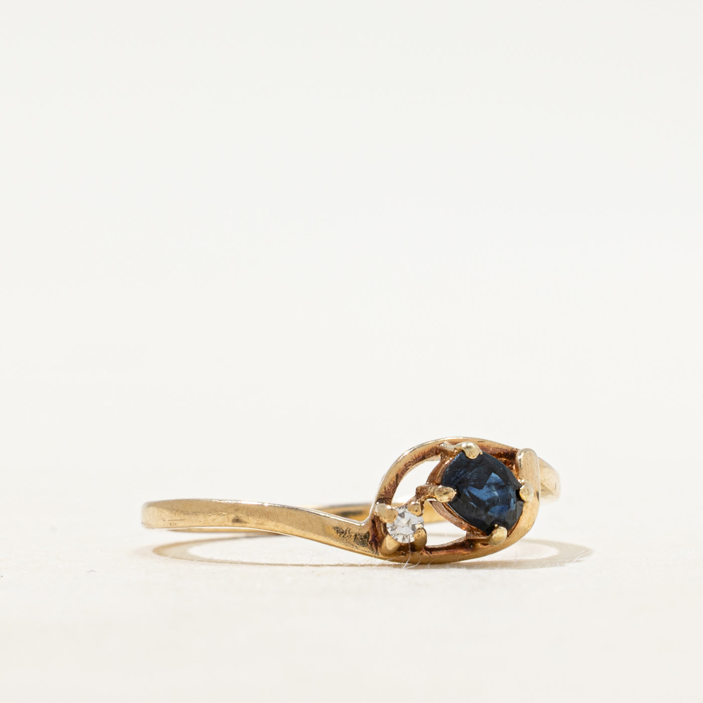 Sapphire & Diamond Open Bypass Ring | SZ 5.75