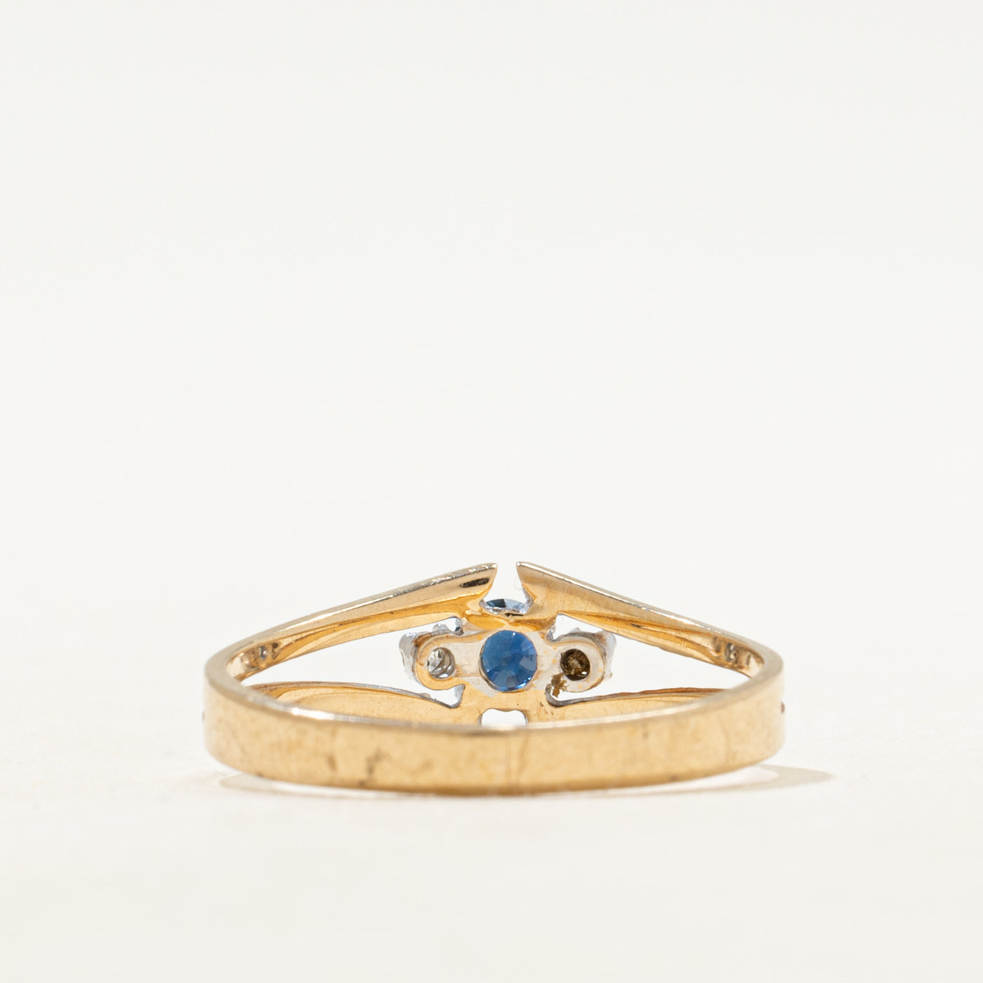 Sapphire & Diamond Open Shank Ring | SZ 5.5