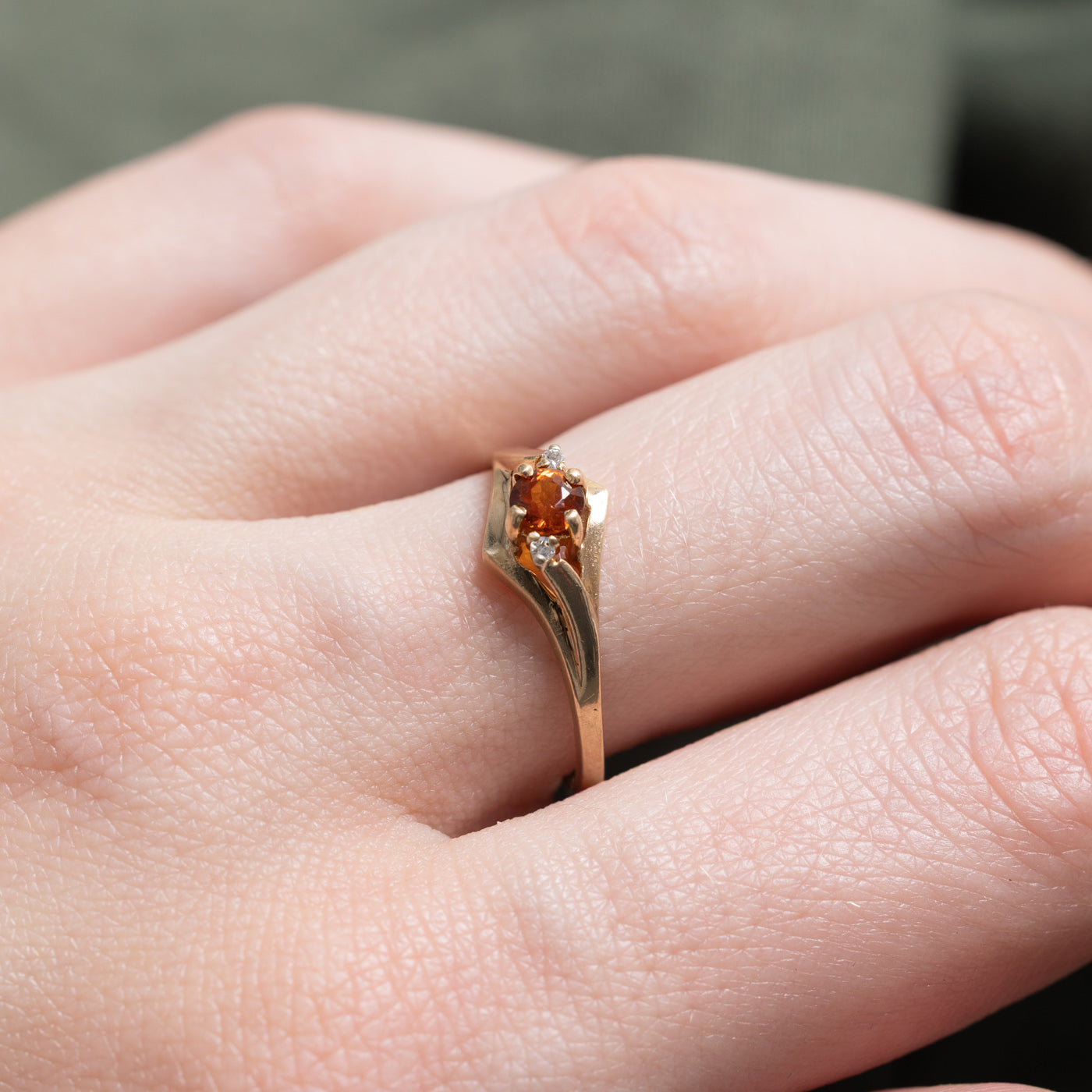 Citrine & Diamond Geometric Ring | 0.19ct, 0.01ctw | SZ 7.5 |