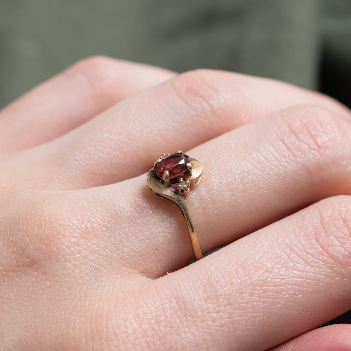 Garnet & Diamond Bypass Ring | 0.84ct | 0.01ctw | SZ 6.25 |