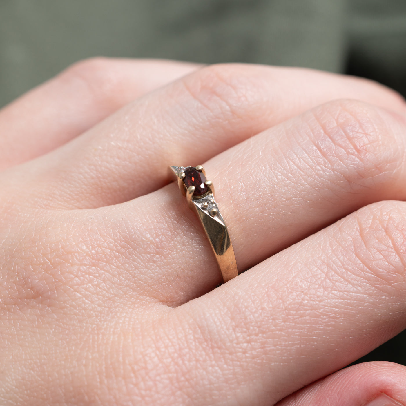Garnet & Diamond Accented Ring | 0.24ct | 0.01ctw | SZ 6.5 |