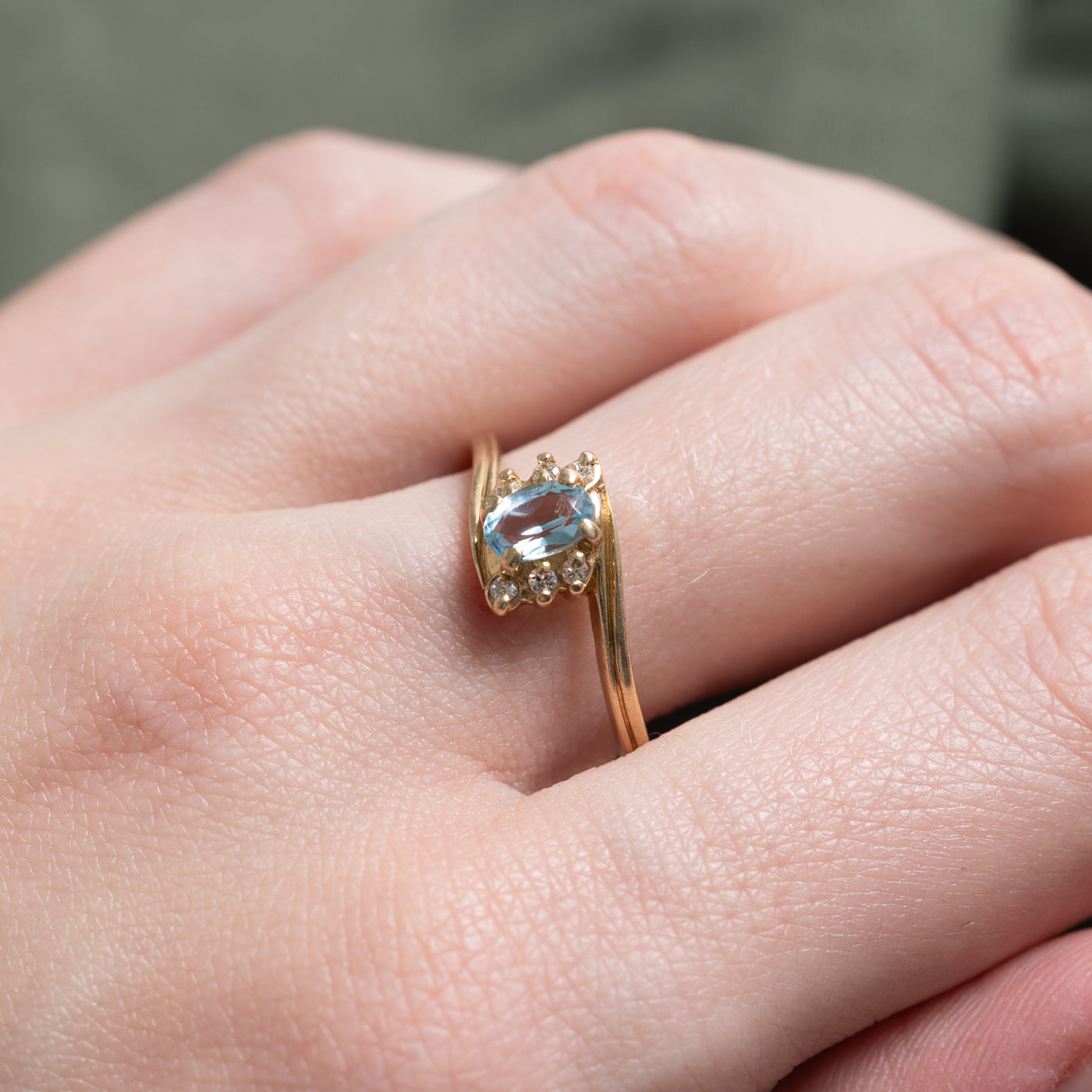 Aquamarine & Diamond Accented Ring | 0.34ct, 0.06ctw | SZ 8.5 |