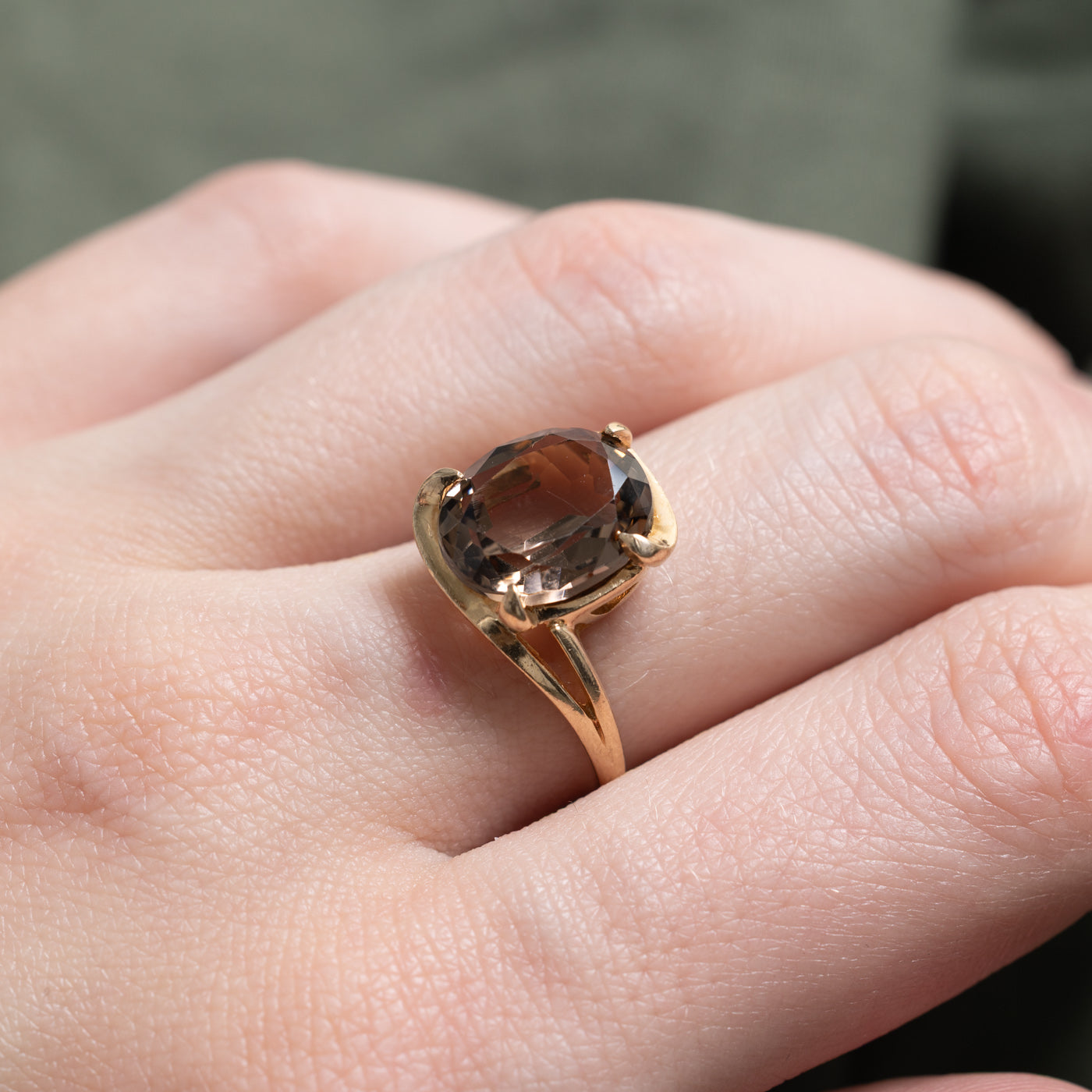 Smoky Quartz Bypass Cocktail Ring | 3.59ct | SZ 6.25 |