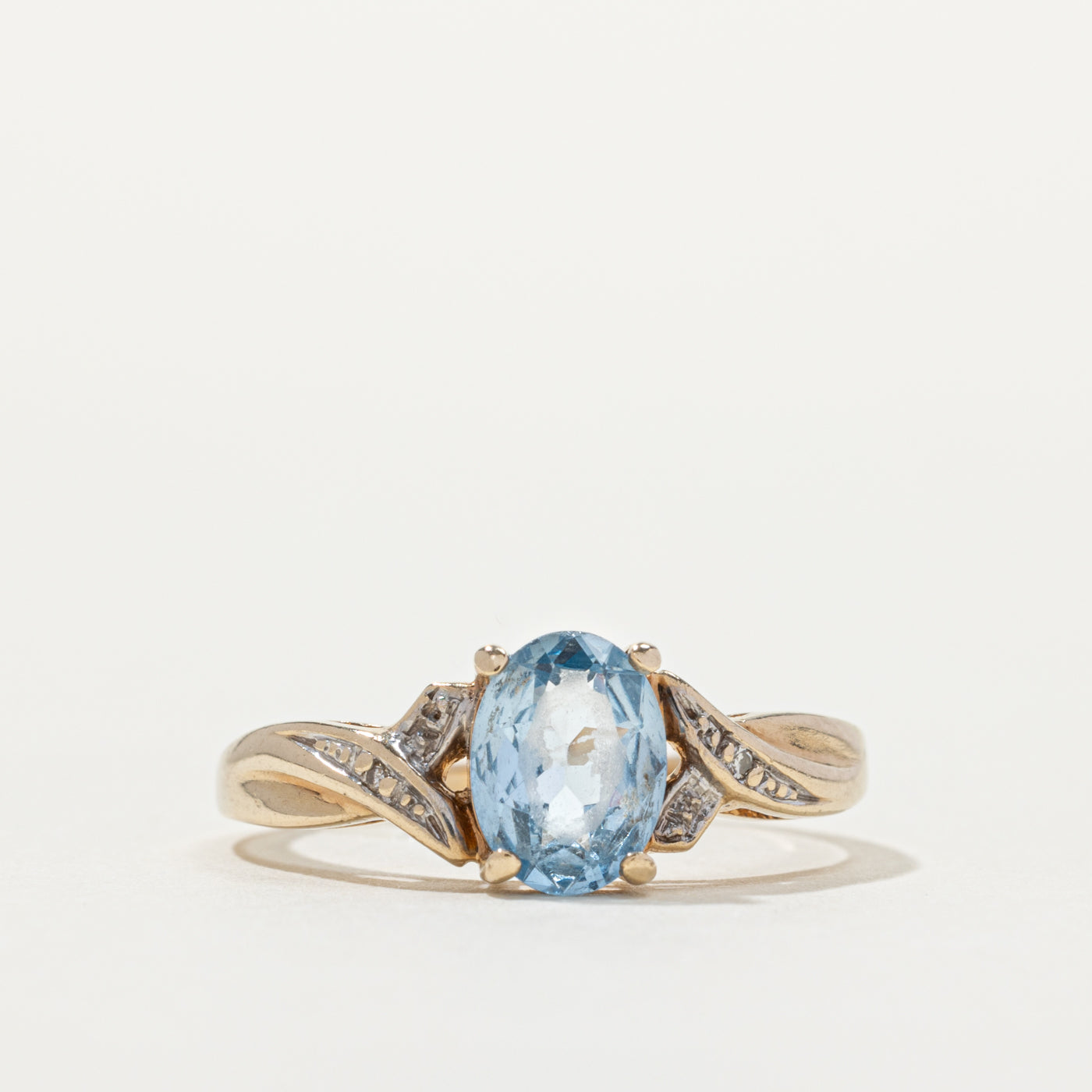 10k Synthetic Spinel & Diamond Accented Crossover Ring | SZ 7.75