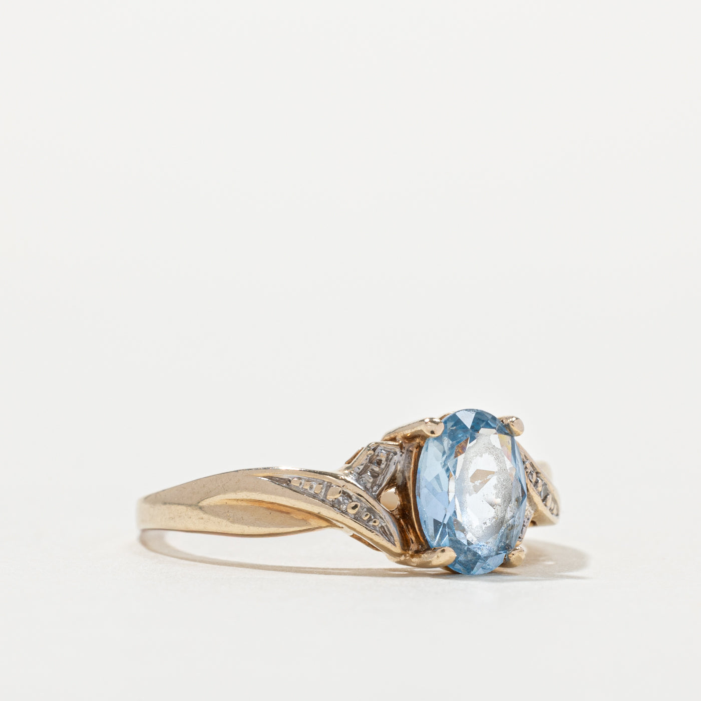 10k Synthetic Spinel & Diamond Accented Crossover Ring | SZ 7.75
