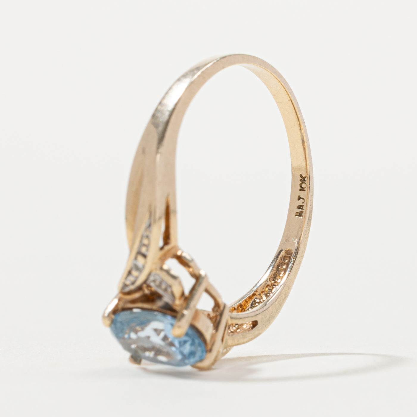 10k Synthetic Spinel & Diamond Accented Crossover Ring | SZ 7.75