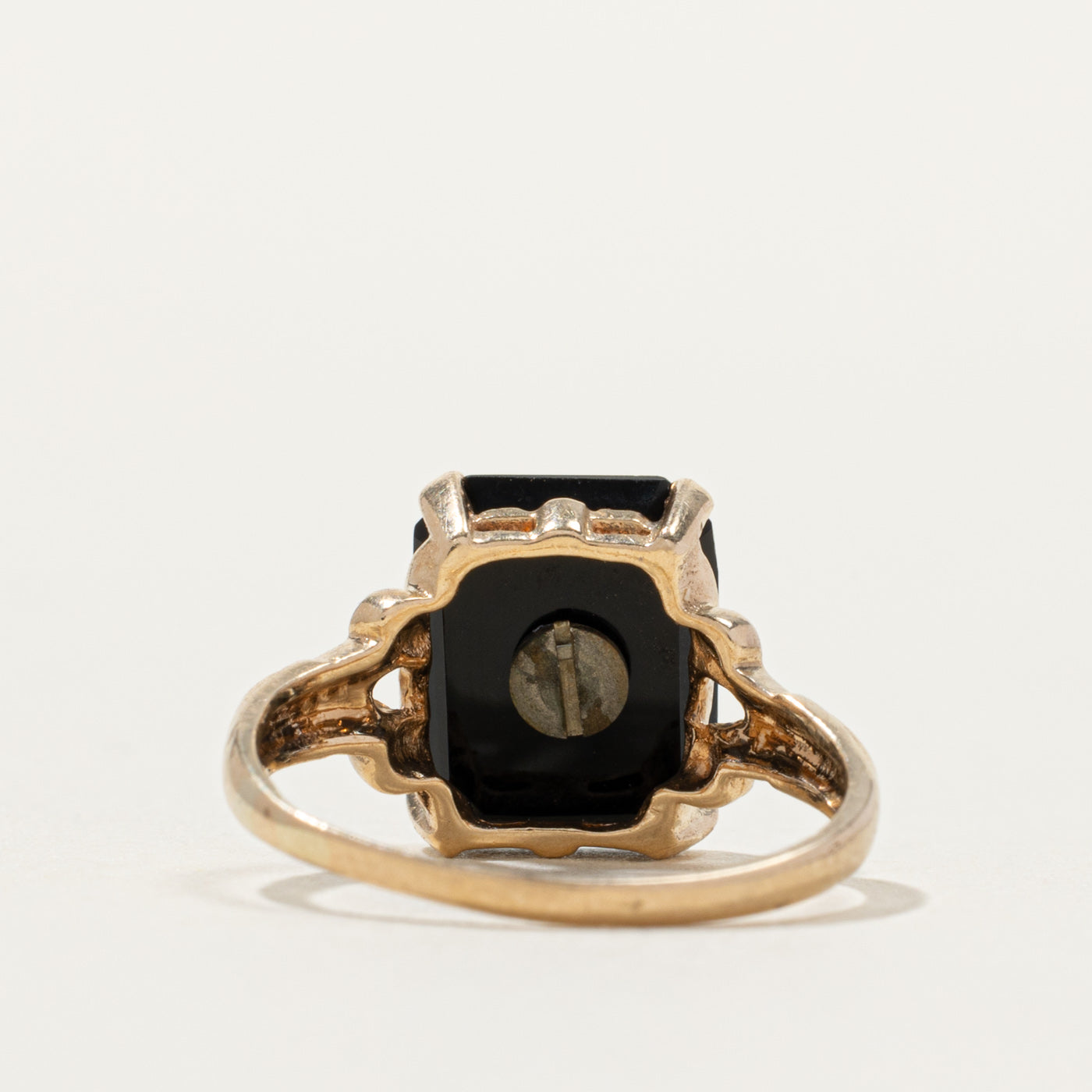 Vintage Canadian 10k Onyx & Topaz Accented Ring | SZ 4