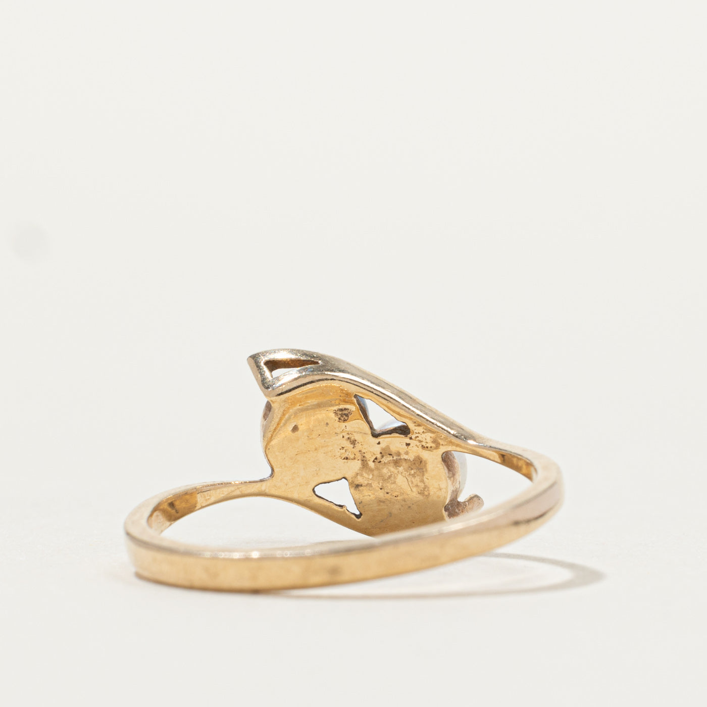 Two Stone Hematite & Pearl Bypass Ring | SZ 6