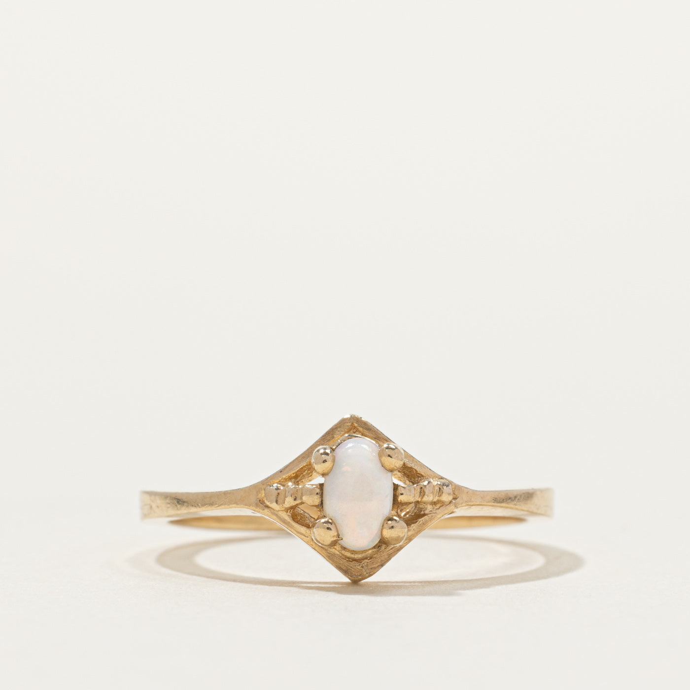 10k Solitaire Opal Geometric Ring | SZ 6