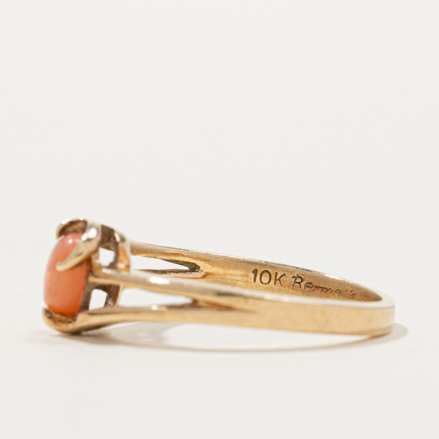 10k Solitaire Coral Bypass Ring | SZ 4.25