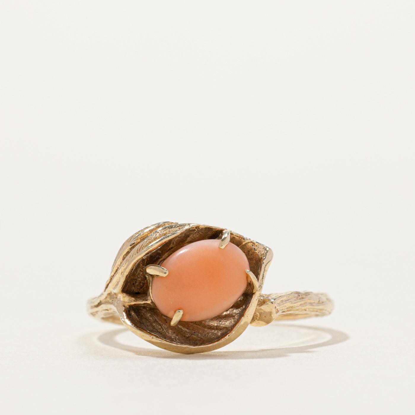 10k Coral Leaf Design Ring | SZ 7.75