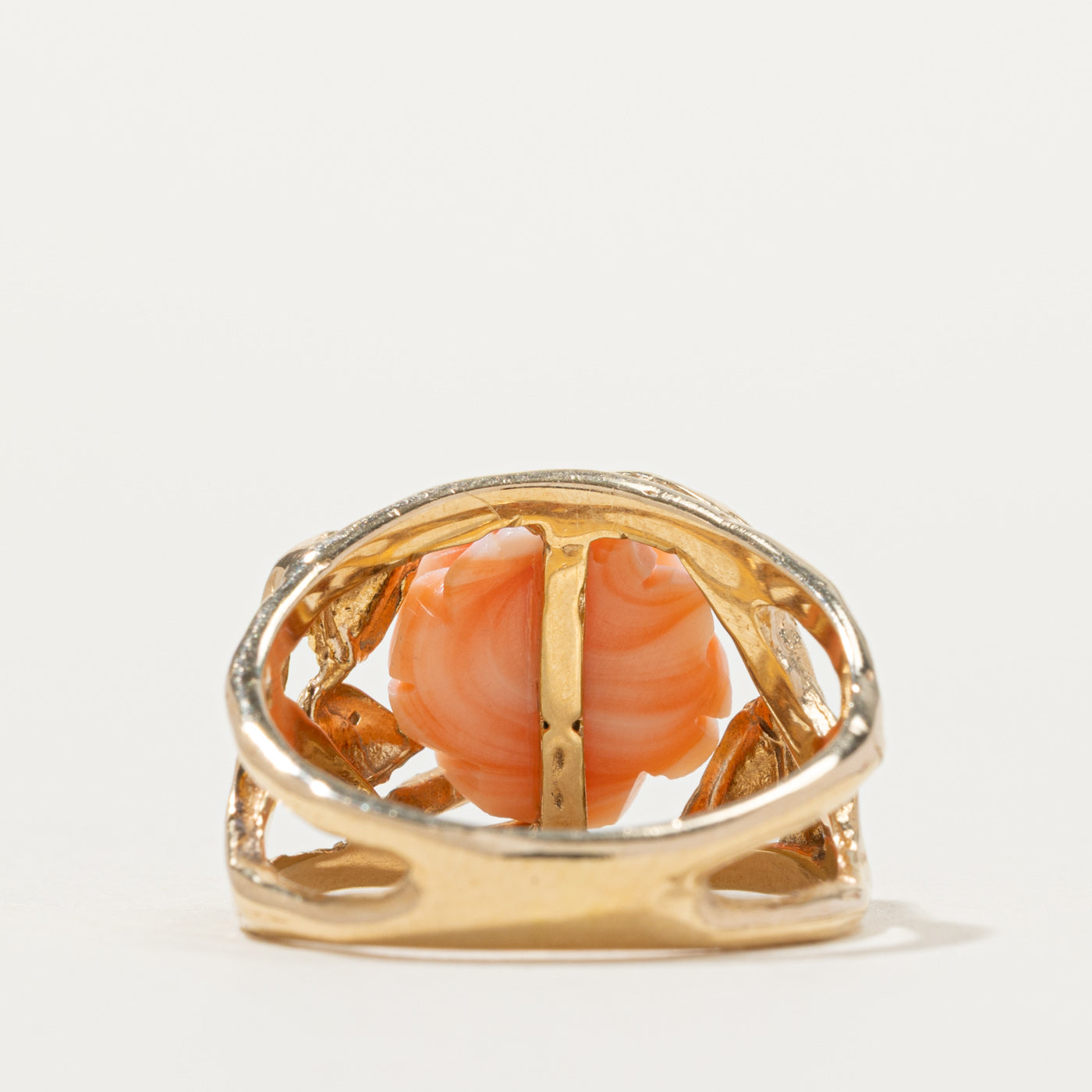 14k Coral Rose Openwork Ring | SZ 7.25