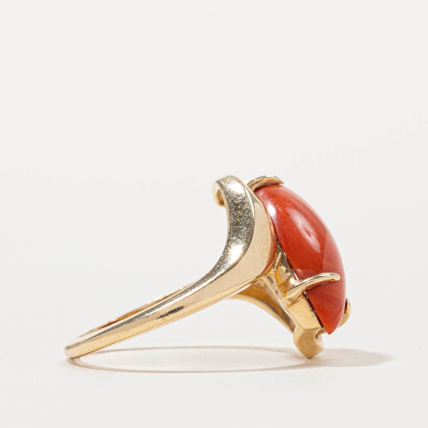 14k Coral Abstract Bypass Ring | SZ 6.5
