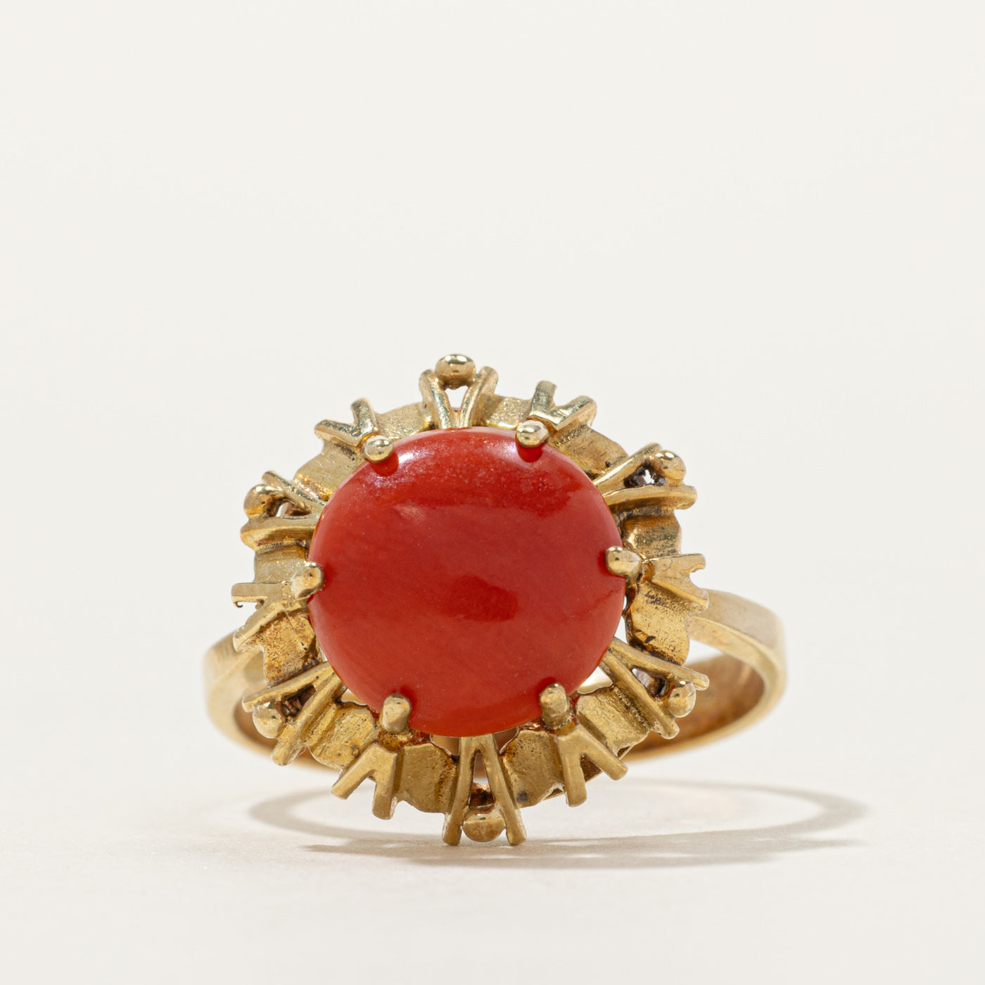 14k Coral Textured Cocktail Ring | SZ 6.75