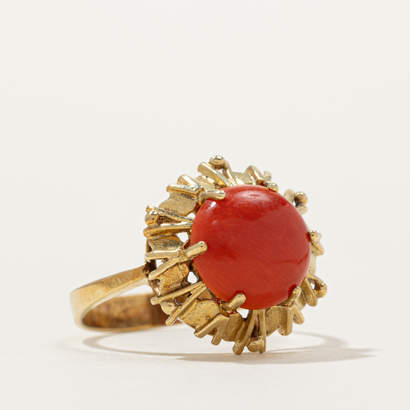 14k Coral Textured Cocktail Ring | SZ 6.75