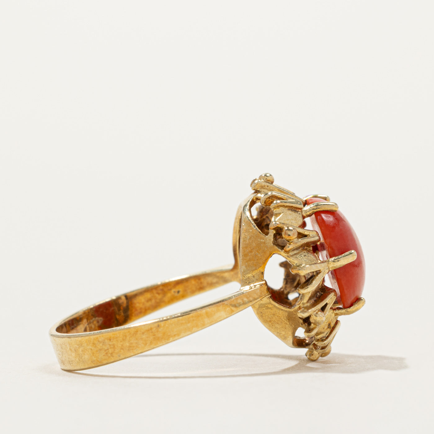 14k Coral Textured Cocktail Ring | SZ 6.75