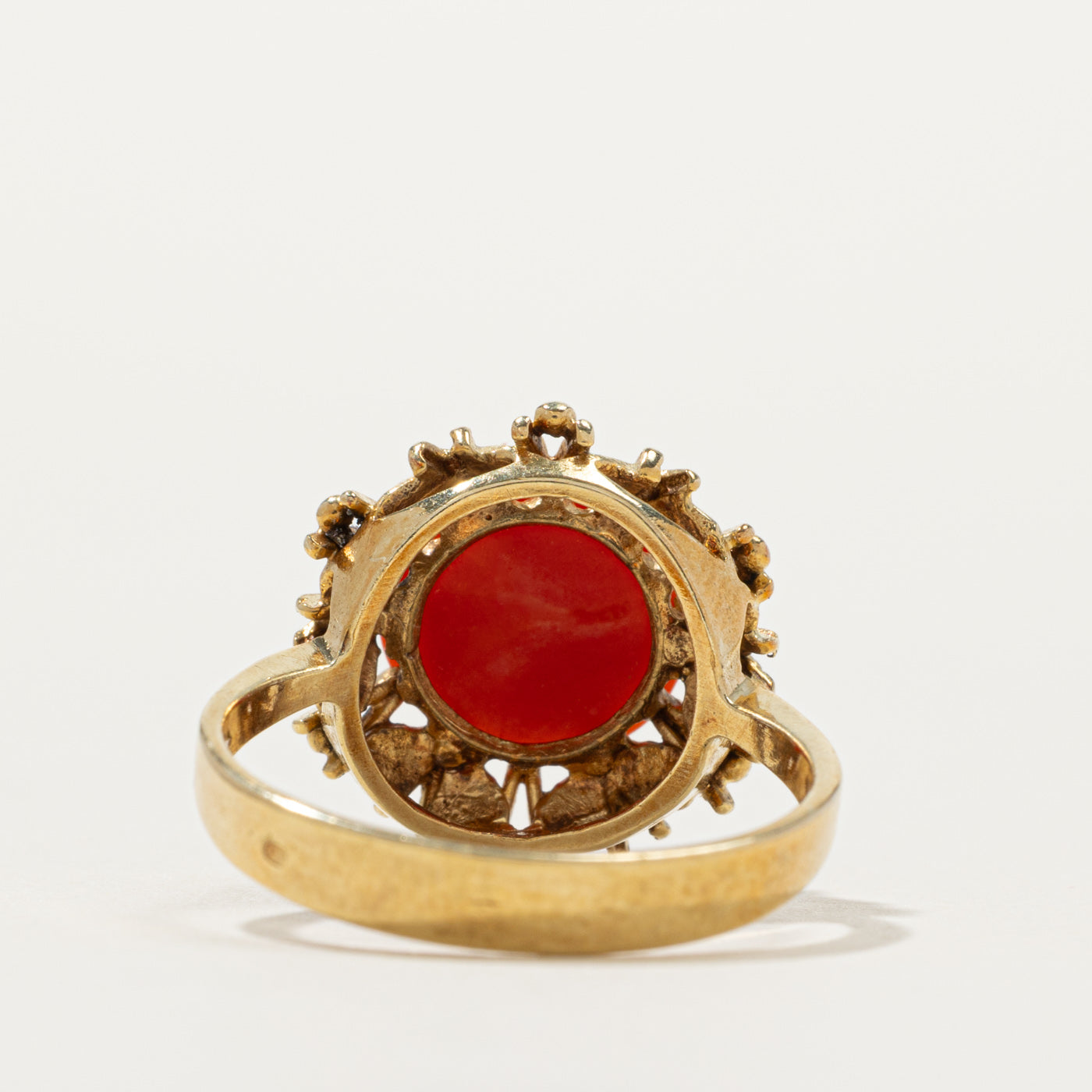 14k Coral Textured Cocktail Ring | SZ 6.75