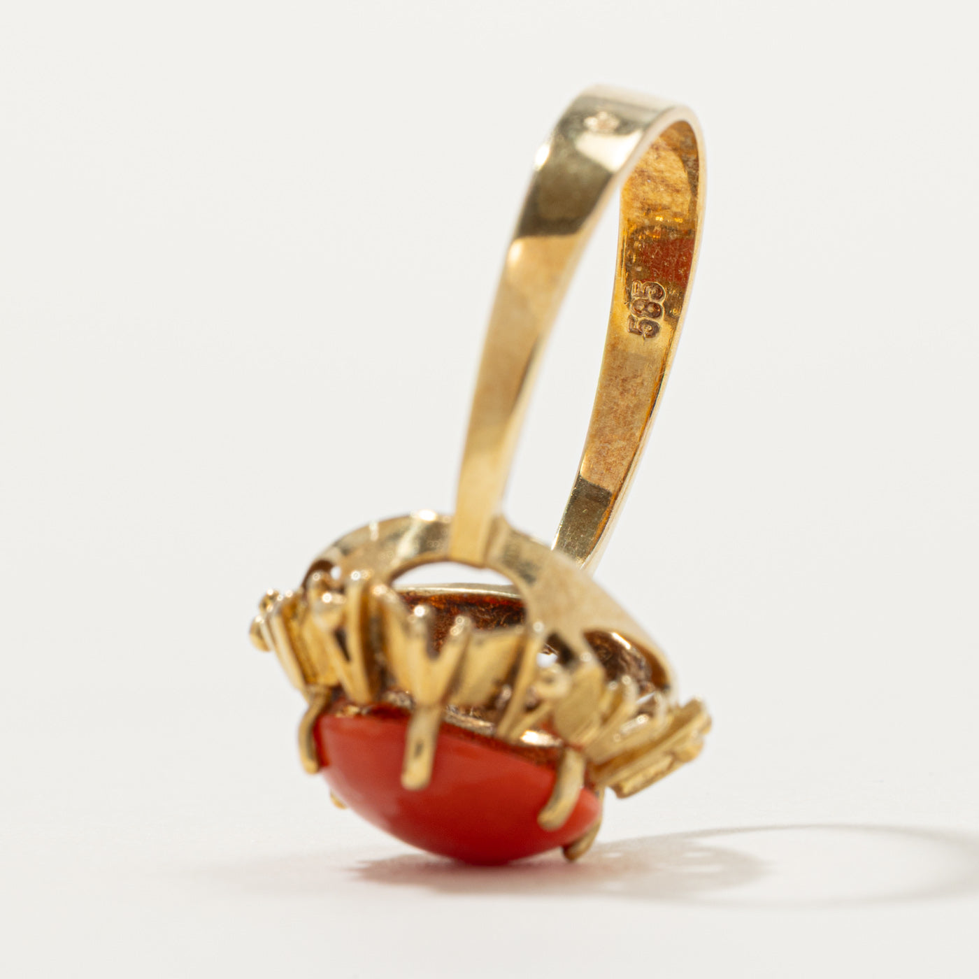 14k Coral Textured Cocktail Ring | SZ 6.75