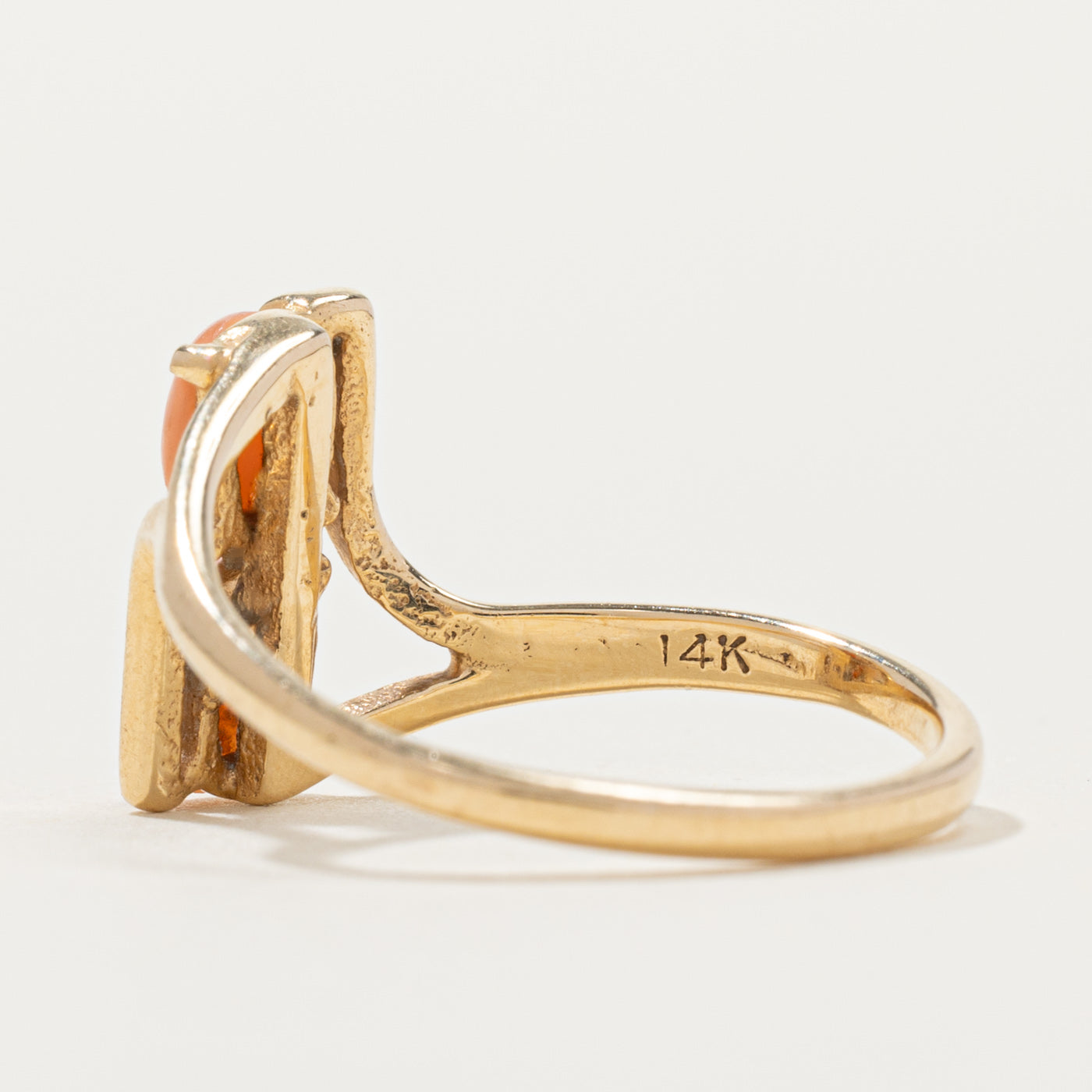 14k Two Stone Coral Bypass Ring | SZ 6.75