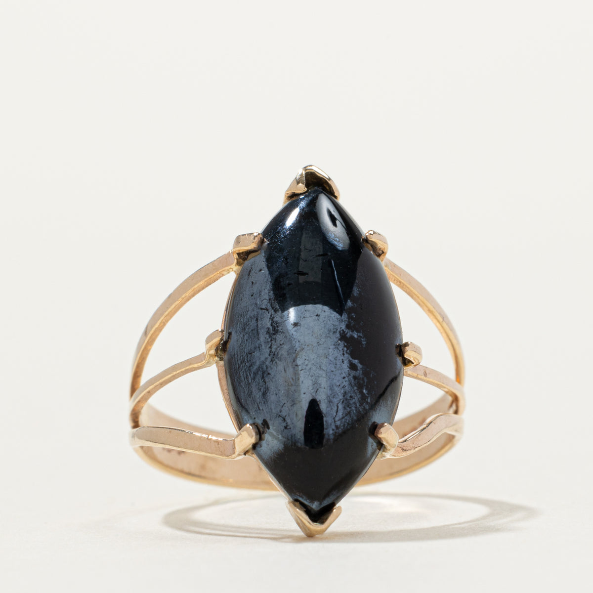 10k Marquise Cabochon Hematite Ring | SZ 5.25