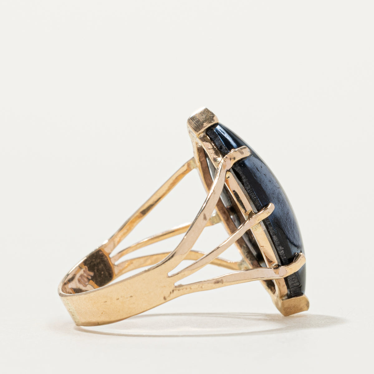 10k Marquise Cabochon Hematite Ring | SZ 5.25