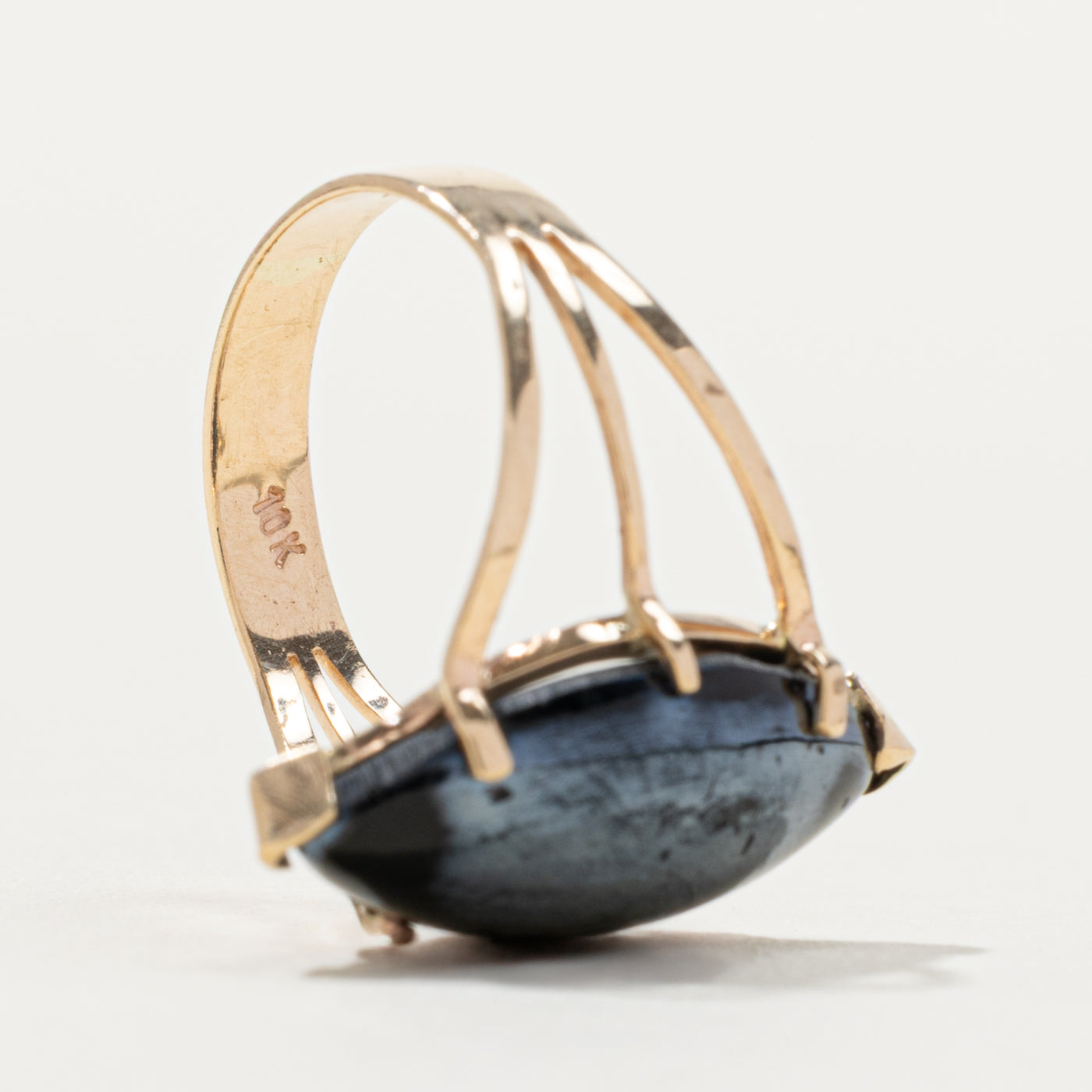 10k Marquise Cabochon Hematite Ring | SZ 5.25