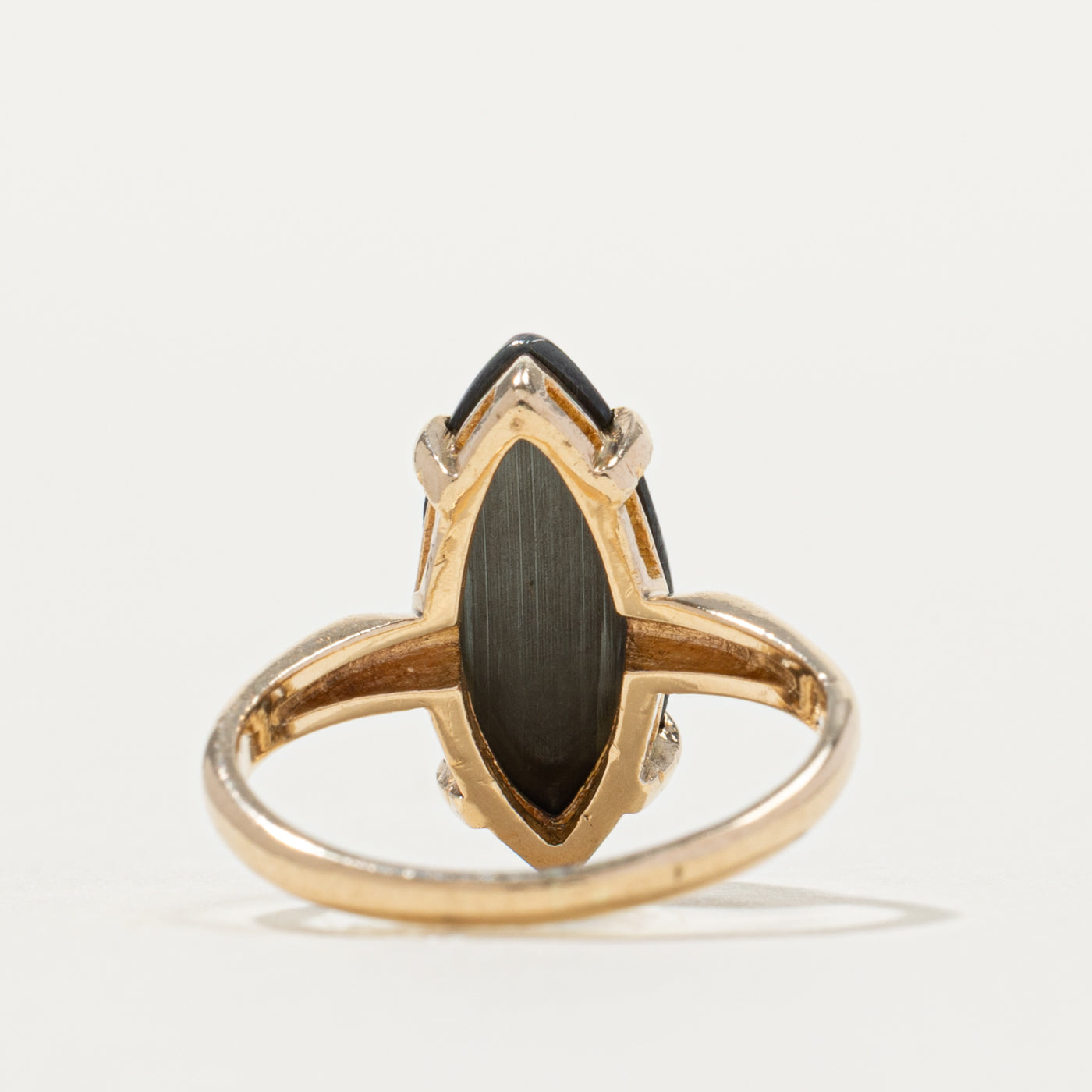 10k Marquise Cut Solitaire Hematite Ring | SZ 4.5