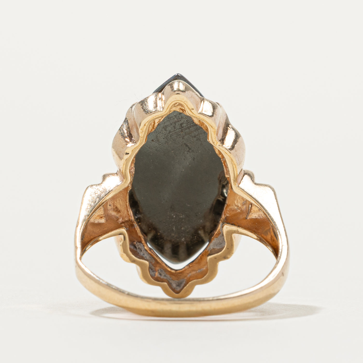 10k Marquise Cut Hematite Textured Ring | SZ 5.75