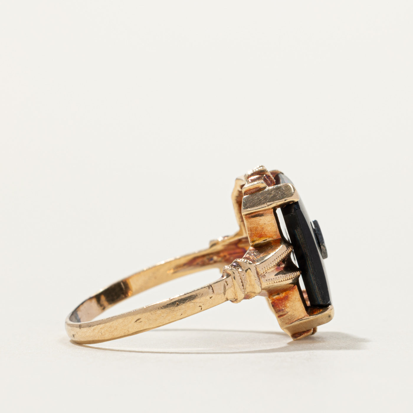 10k Onyx & Diamond Accented Ring | SZ 7.75