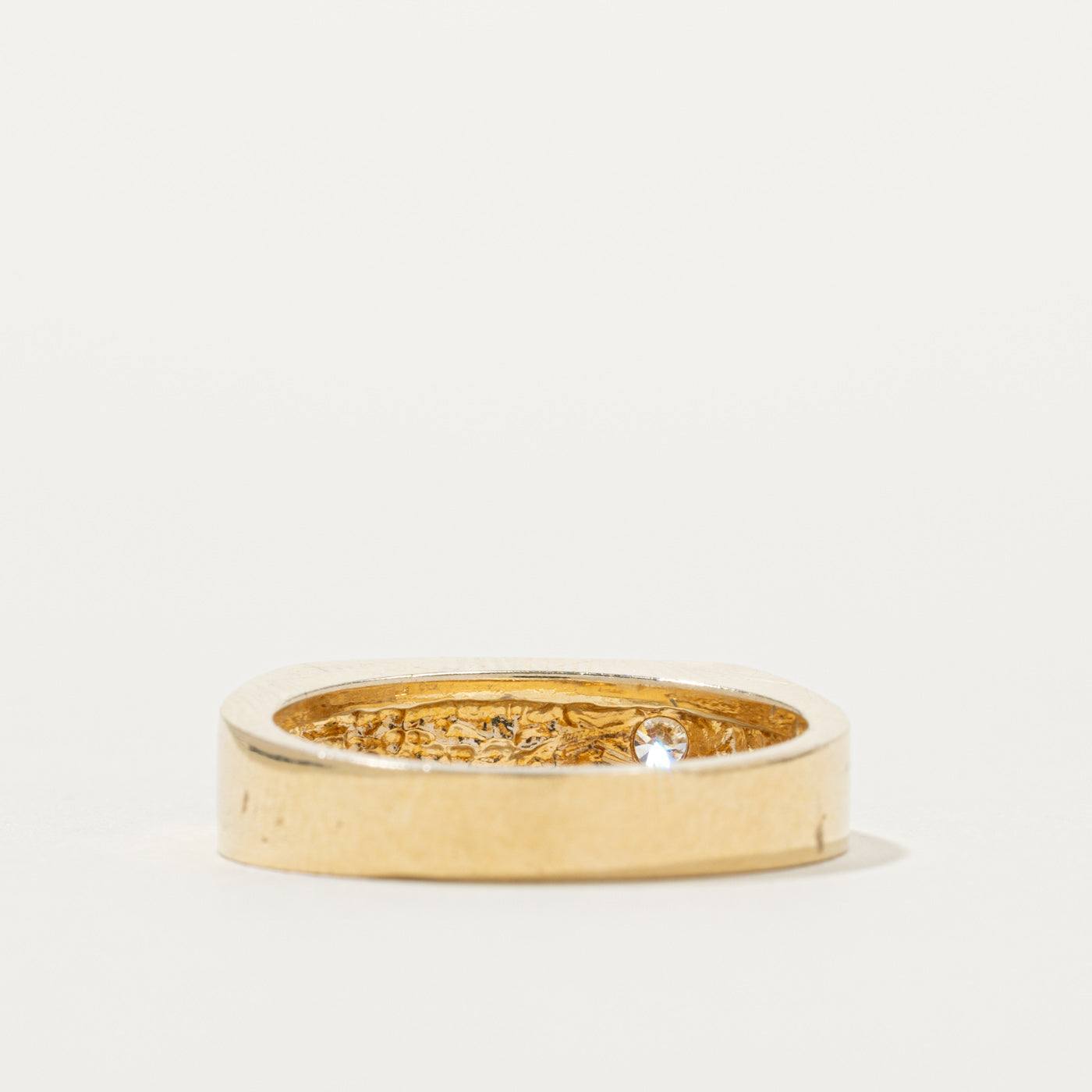 14k East West Onyx & Diamond Accented Geometric Ring | SZ 7.5