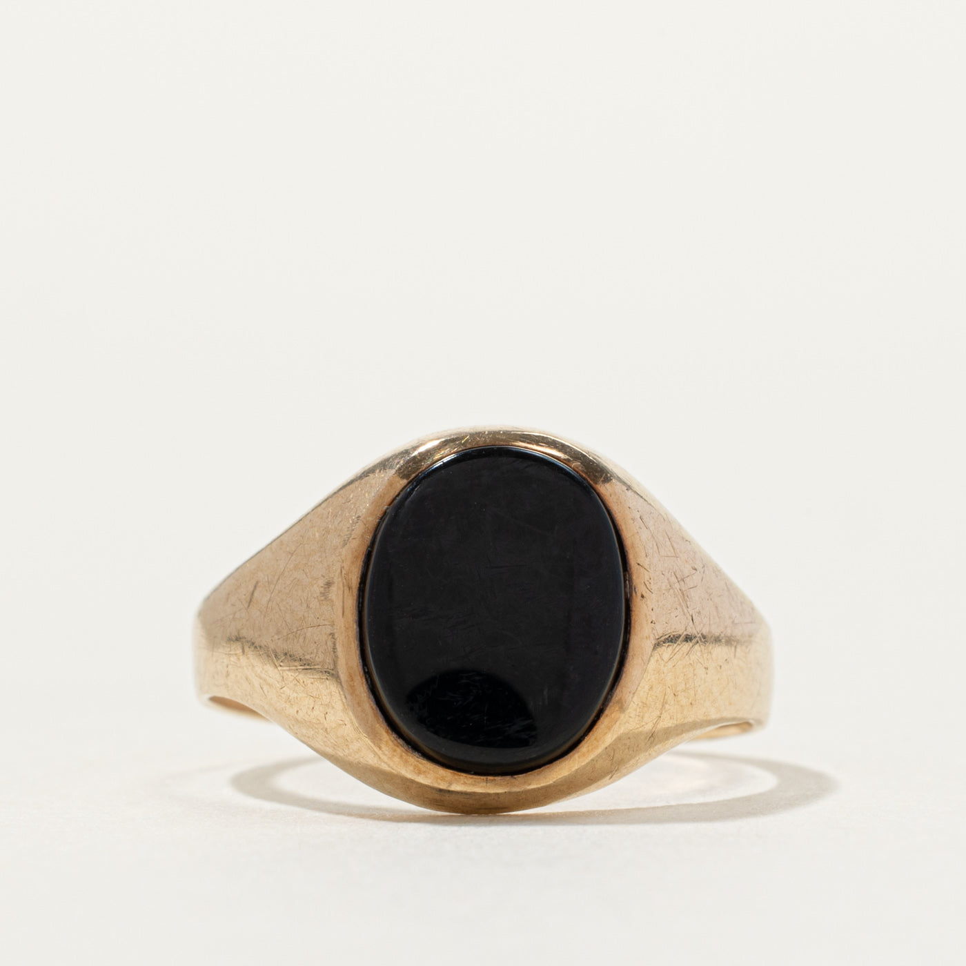 London Hallmarked 9k Onyx Signet Ring | SZ 5.5