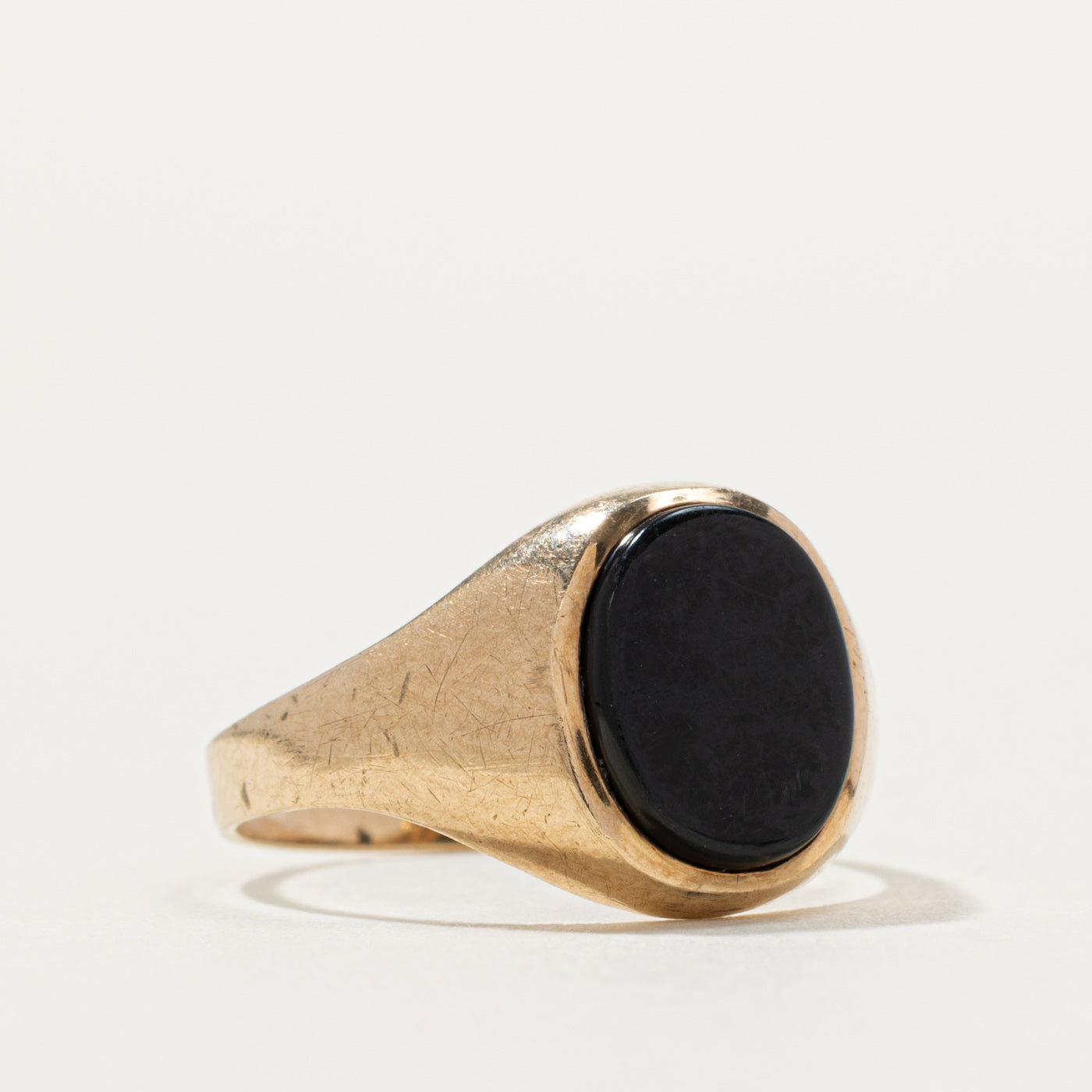 London Hallmarked 9k Onyx Signet Ring | SZ 5.5