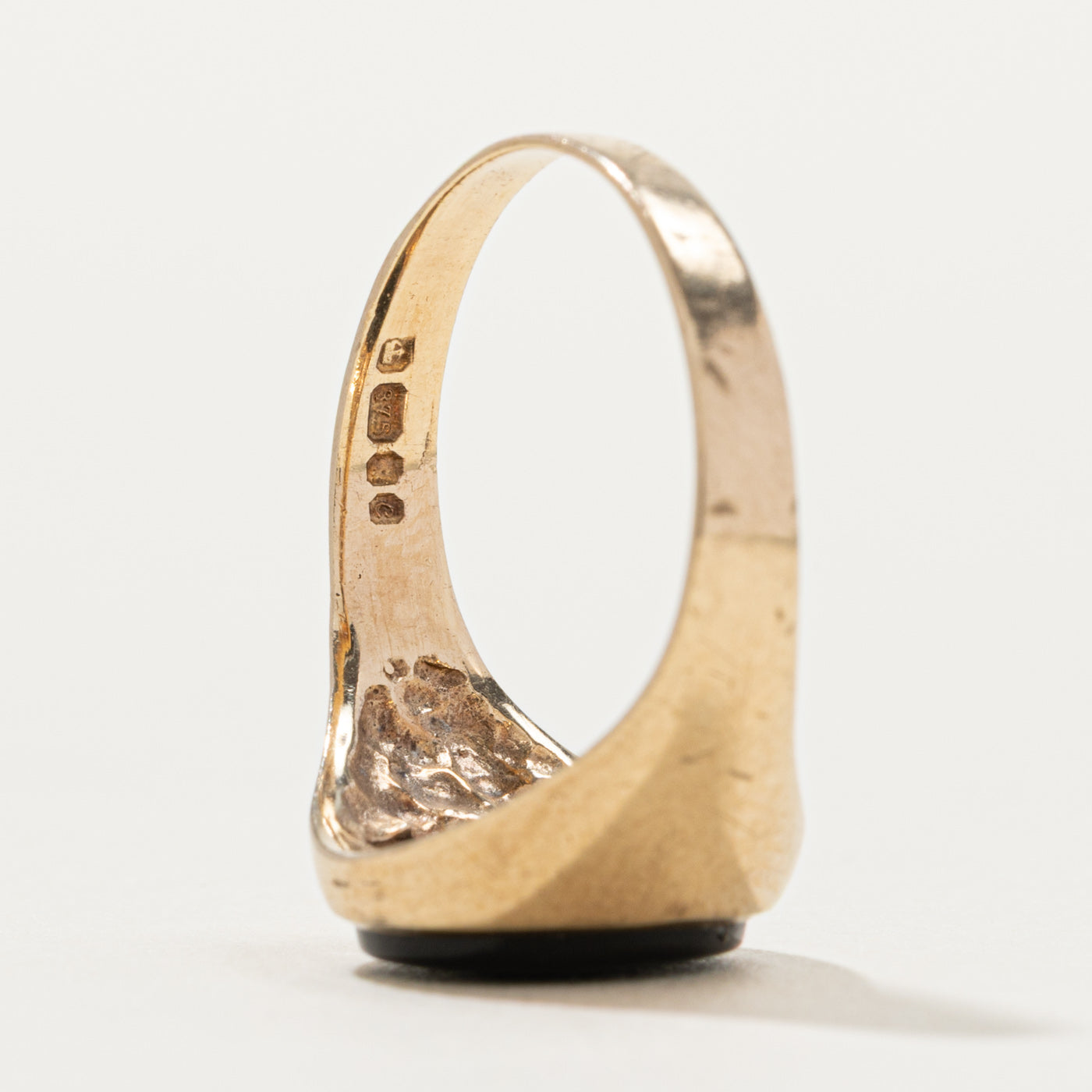 London Hallmarked 9k Onyx Signet Ring | SZ 5.5