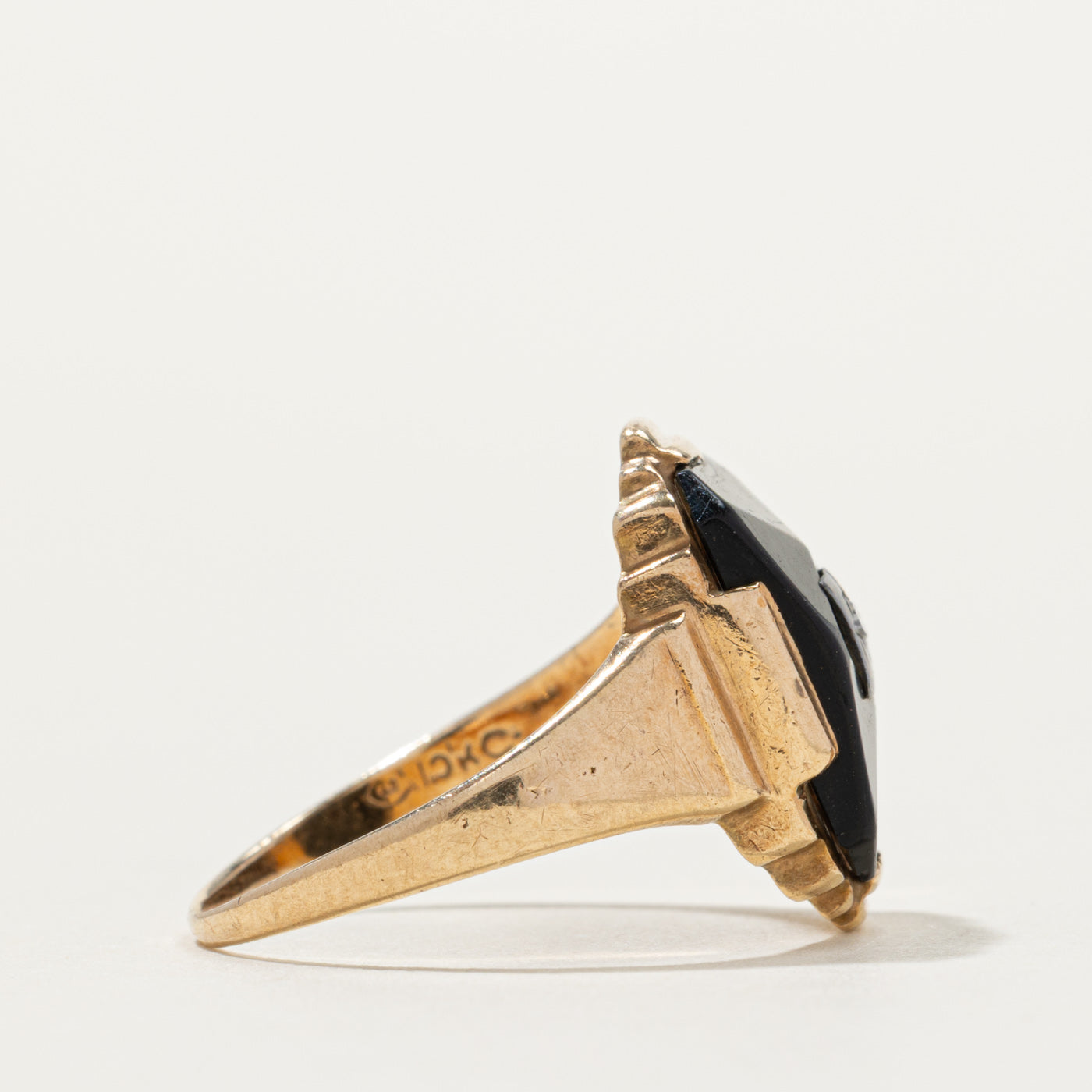 Vintage Canadian Onyx & White Sapphire Accented Ring | SZ 7