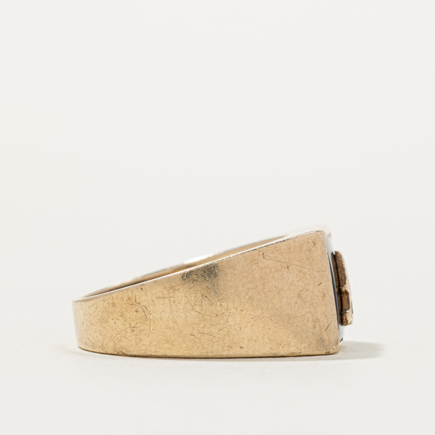 10k Onyx "A" Initial Signet Ring | SZ 9.5