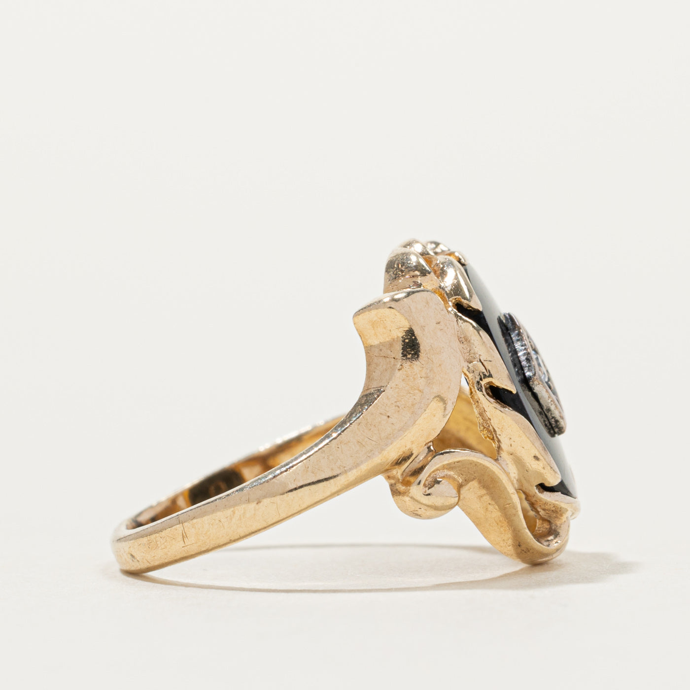 10k Onyx & Diamond Accented Ring | SZ 5