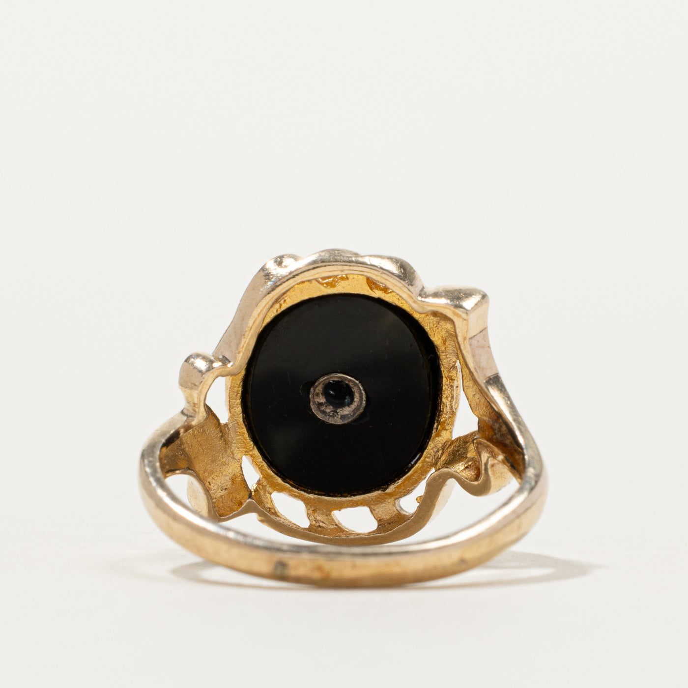 10k Onyx & Diamond Accented Ring | SZ 5