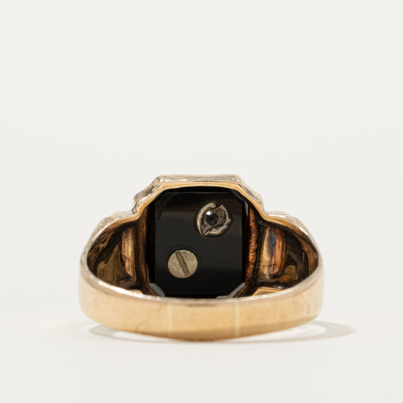 10k Onyx & Diamond "W" Initial Ring | SZ 12