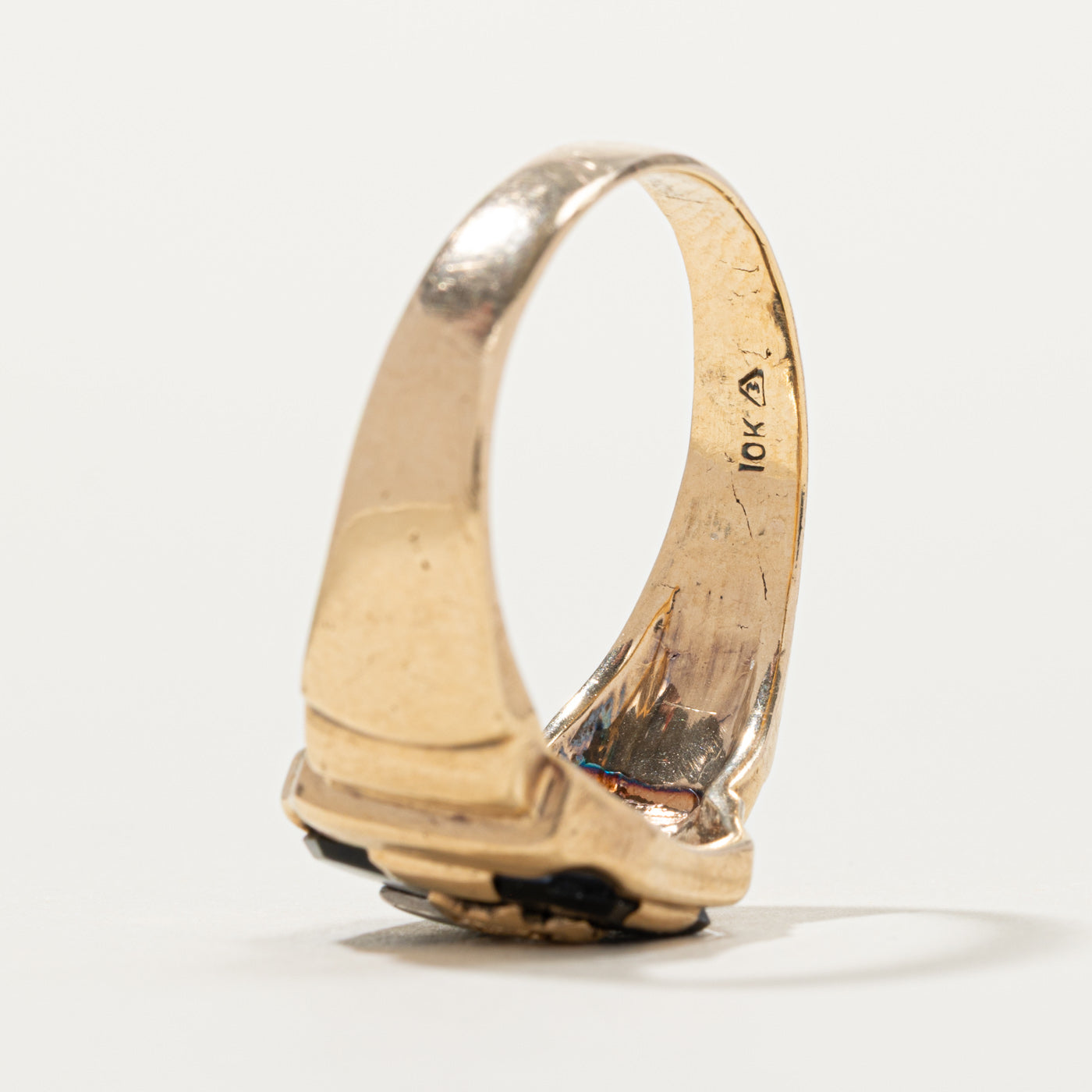 10k Onyx & Diamond "W" Initial Ring | SZ 12