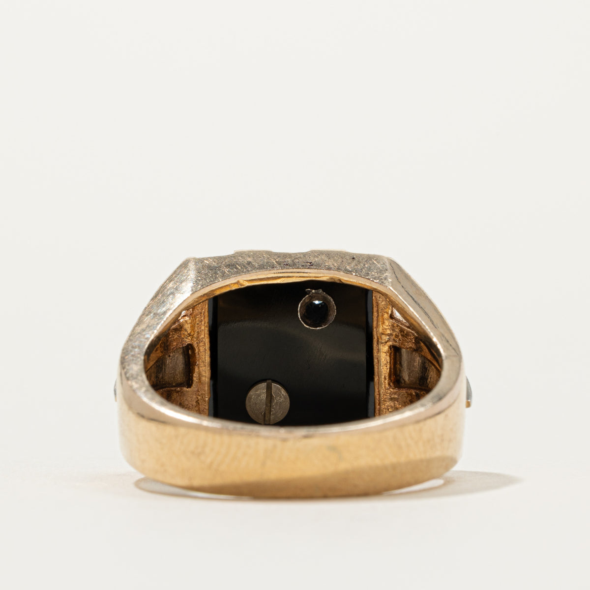 10k Onyx & Diamond "B" Initial Signet Ring | SZ 9