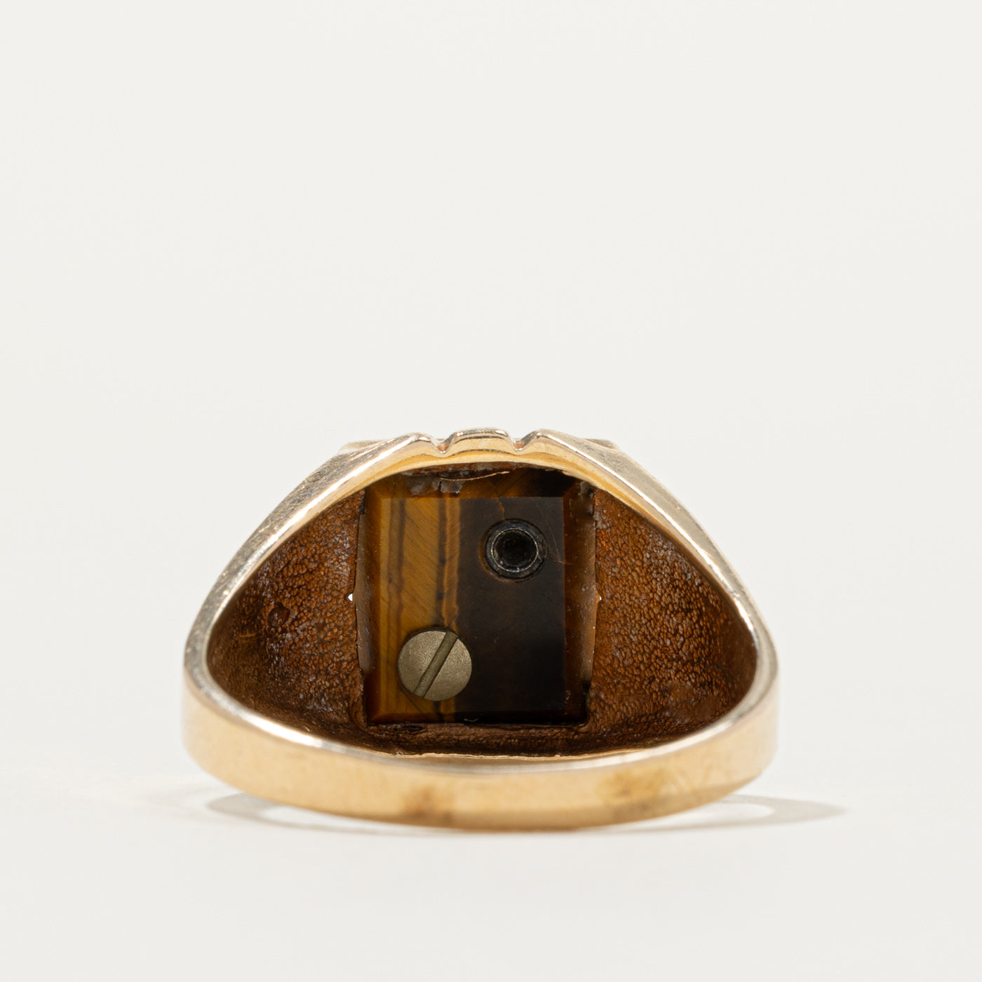 10k Tiger's Eye "L" Initial Signet Ring | SZ 11.25
