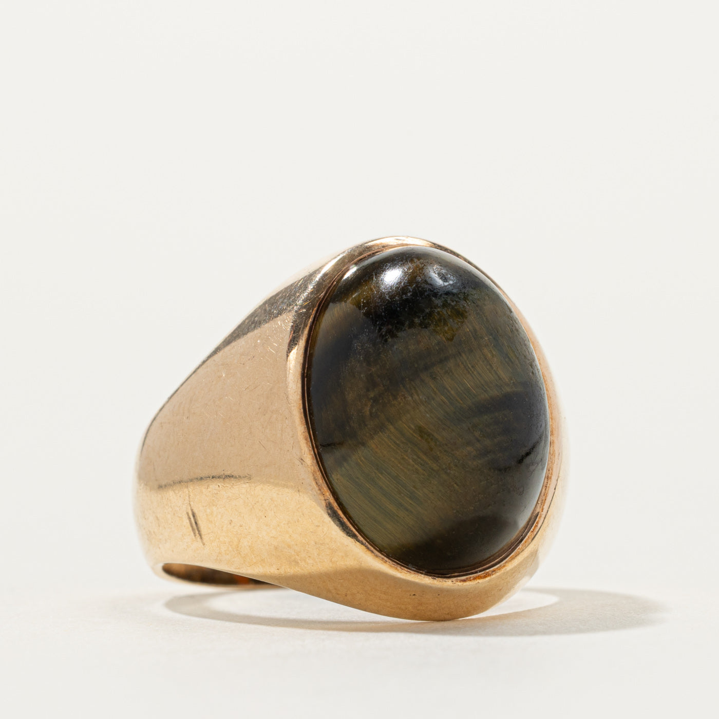 10k Tiger's Eye Chunky Signet Ring | SZ 7.25