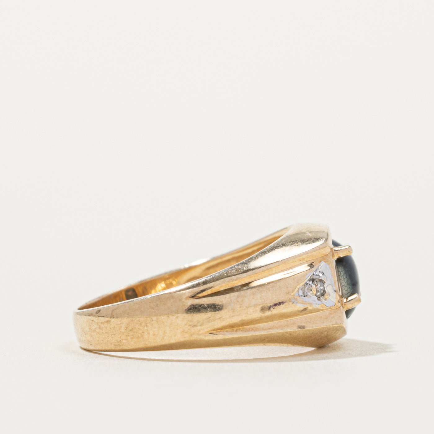 10k Tiger's Eye & Diamond Accented Ring | SZ 7.5