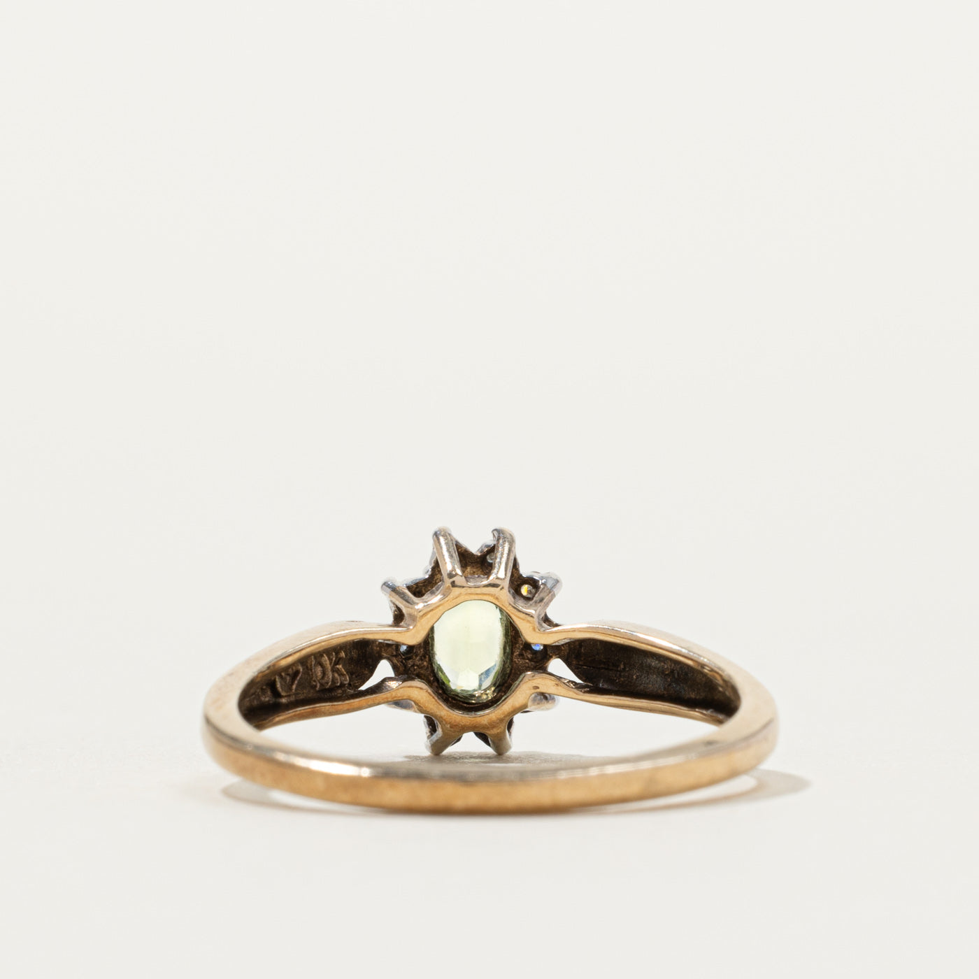 10k Peridot & Diamond Petal Halo Ring | SZ 6.75