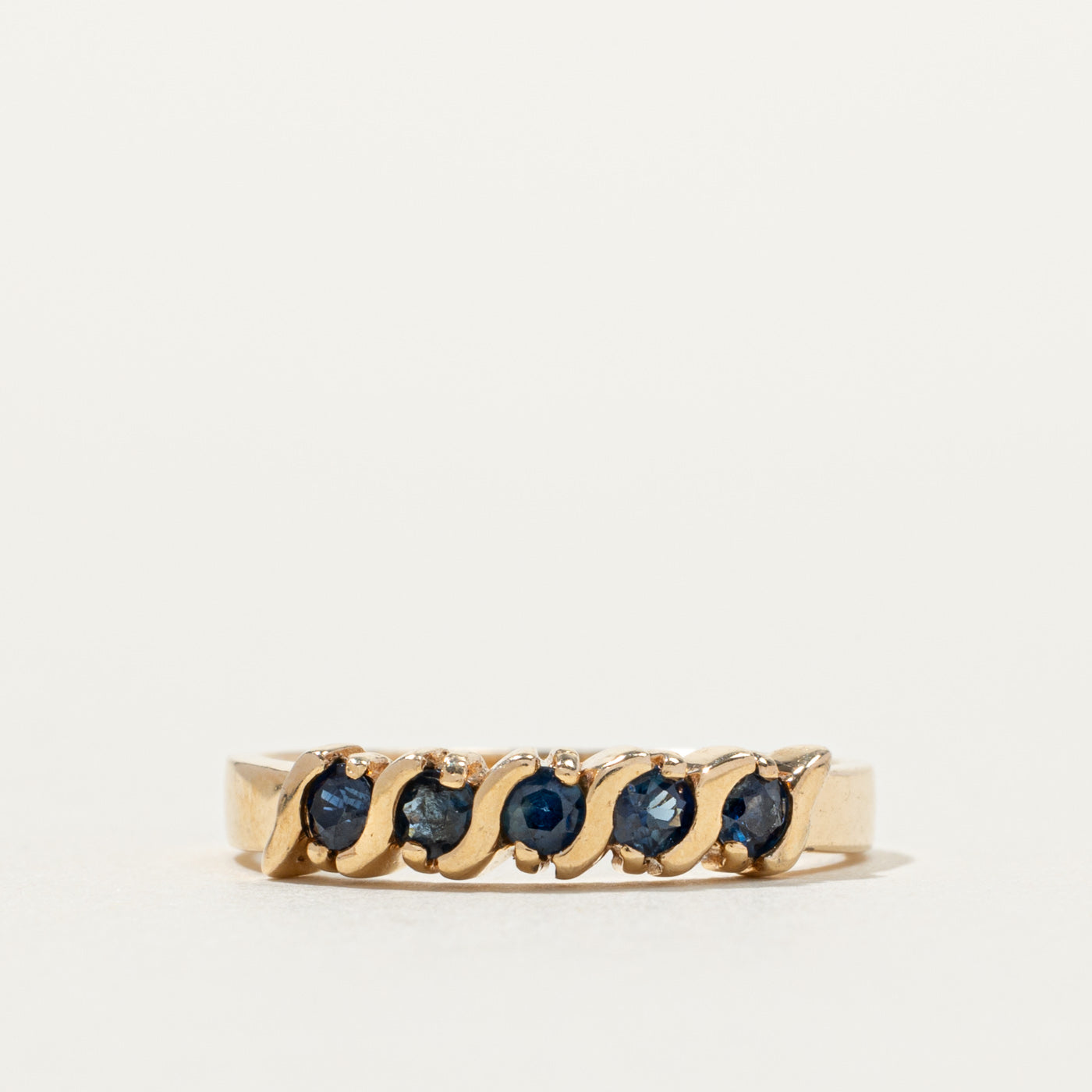 14k Five Stone Sapphire Band | 2.6mm | SZ 6.75