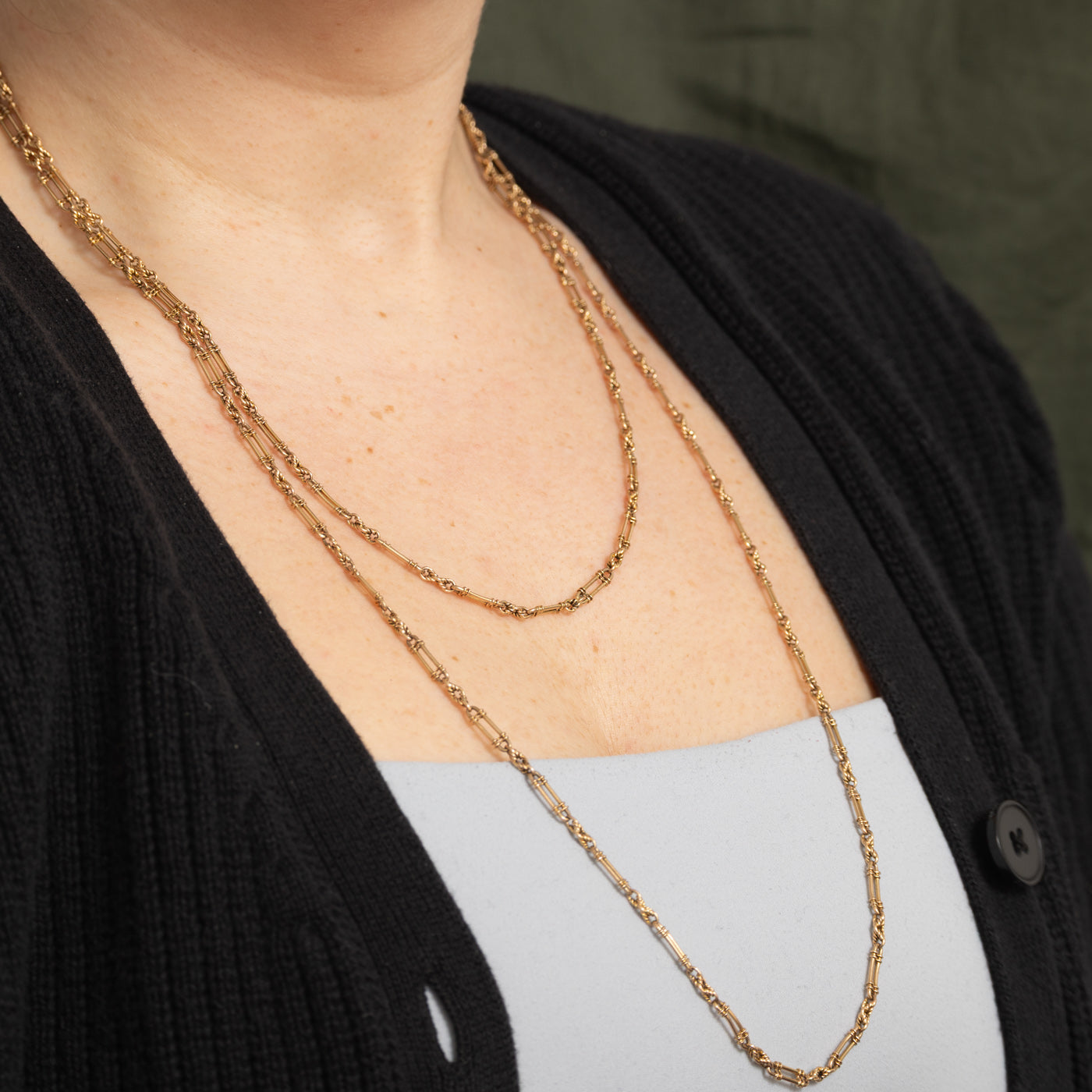 15K Yellow Gold Fancy Link Chain | 50"