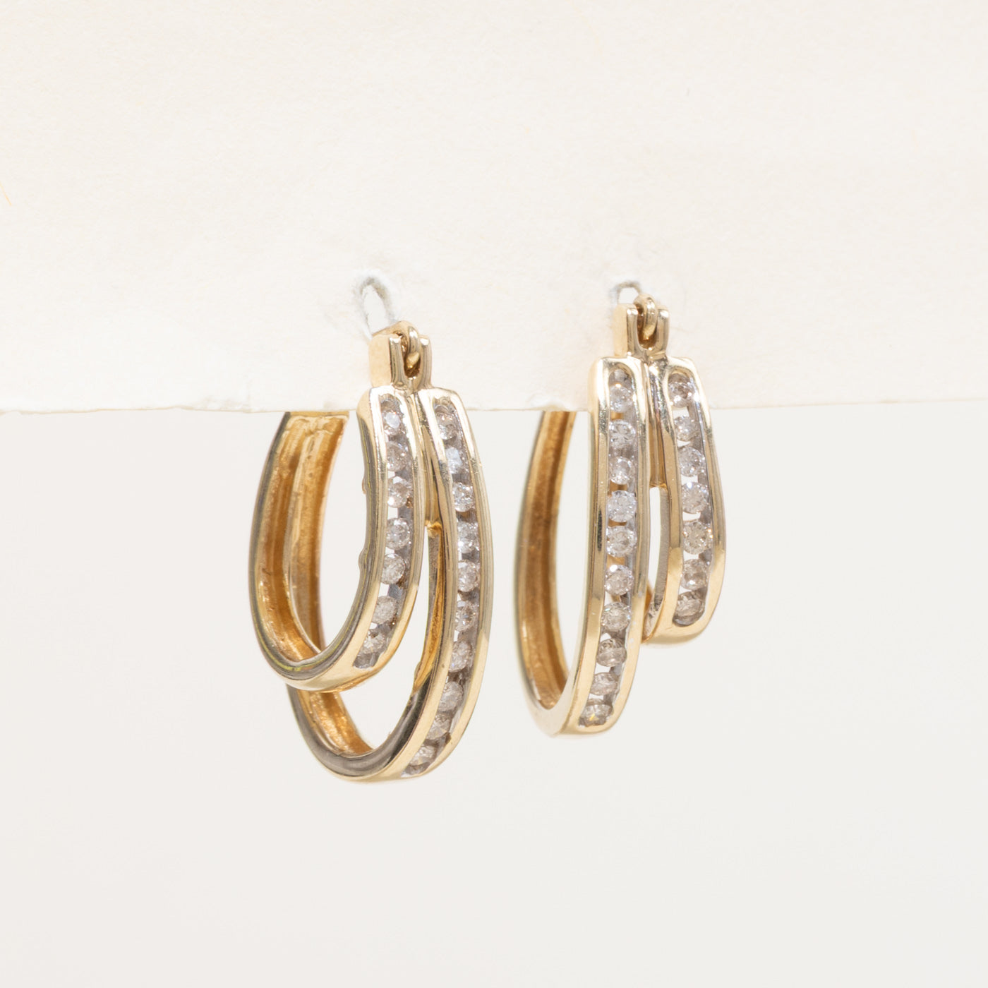 10k Diamond Double Layered Hoop Earrings | 0.50ctw